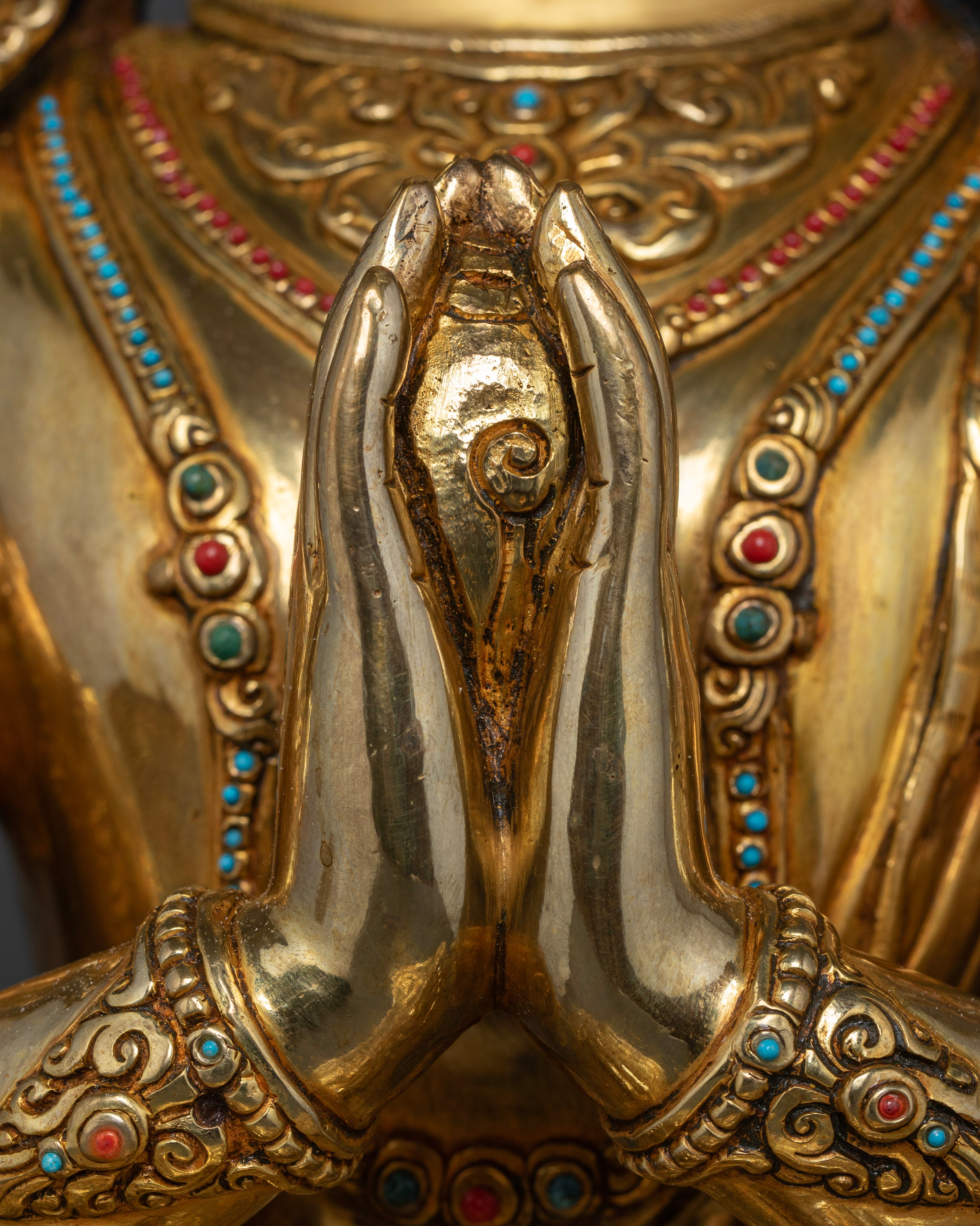 Authentic Tibetan Four-Armed Avalokiteshvara Statue for Devotees