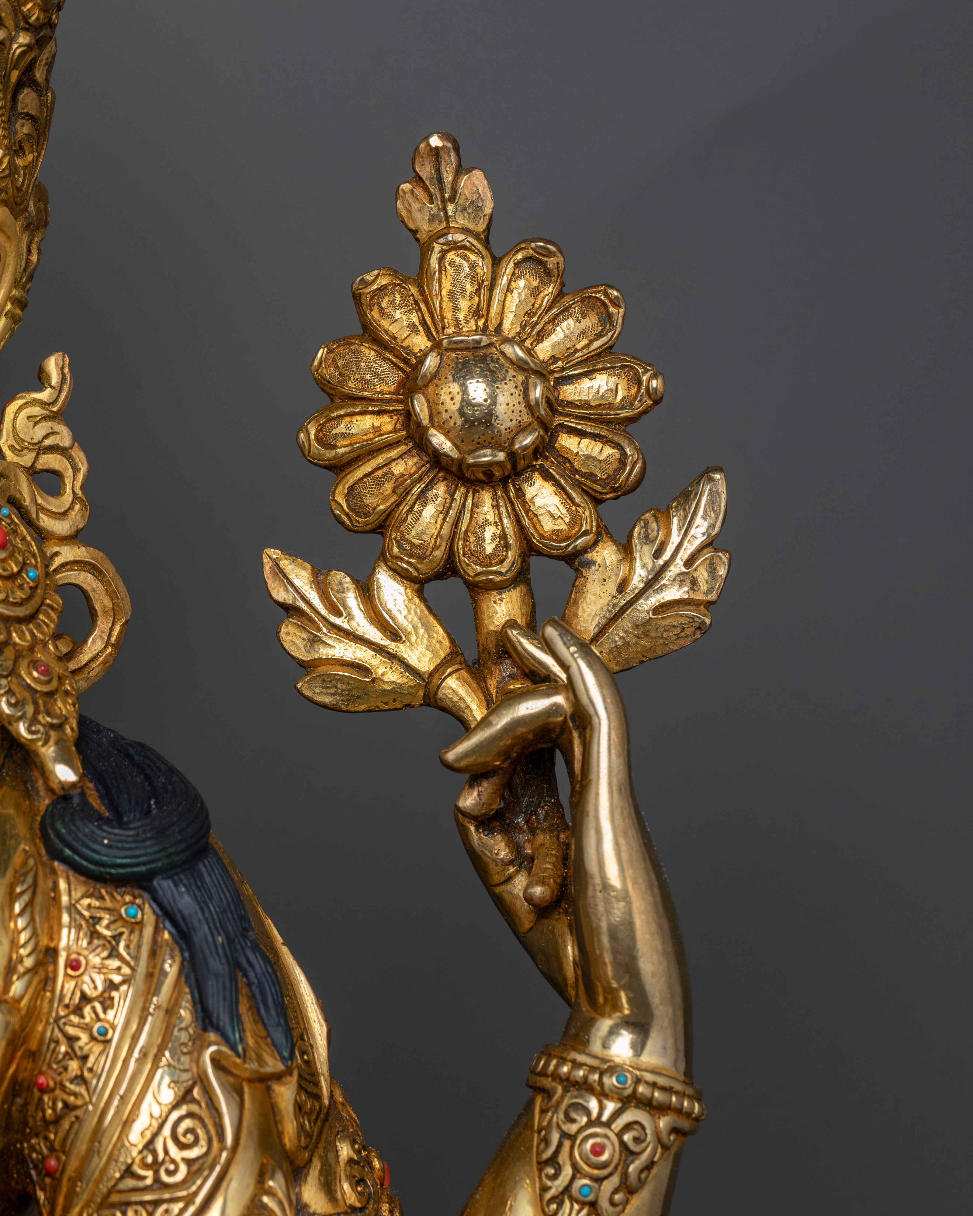 Authentic Tibetan Four-Armed Avalokiteshvara Statue for Devotees