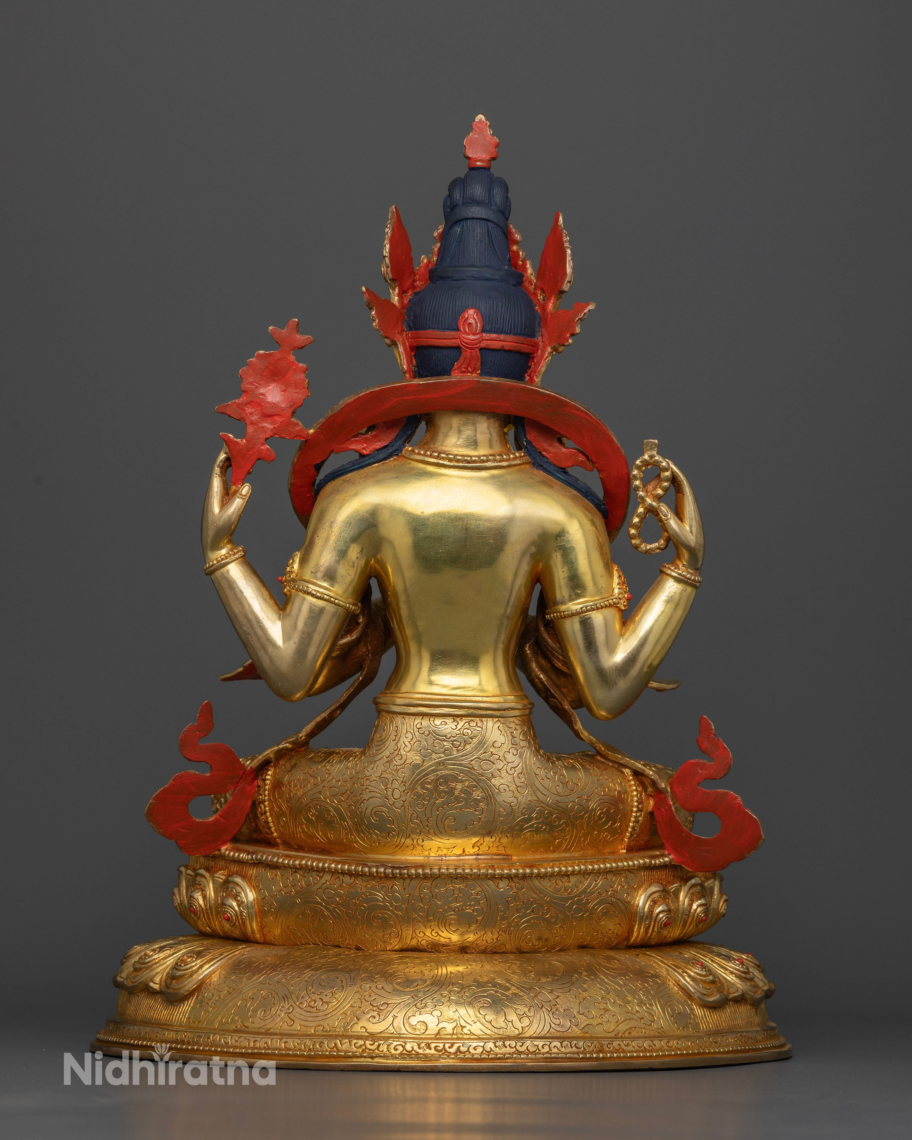 Four-Armed Chenrezig: Radiant Avalokiteshvara Bodhisattva Statue