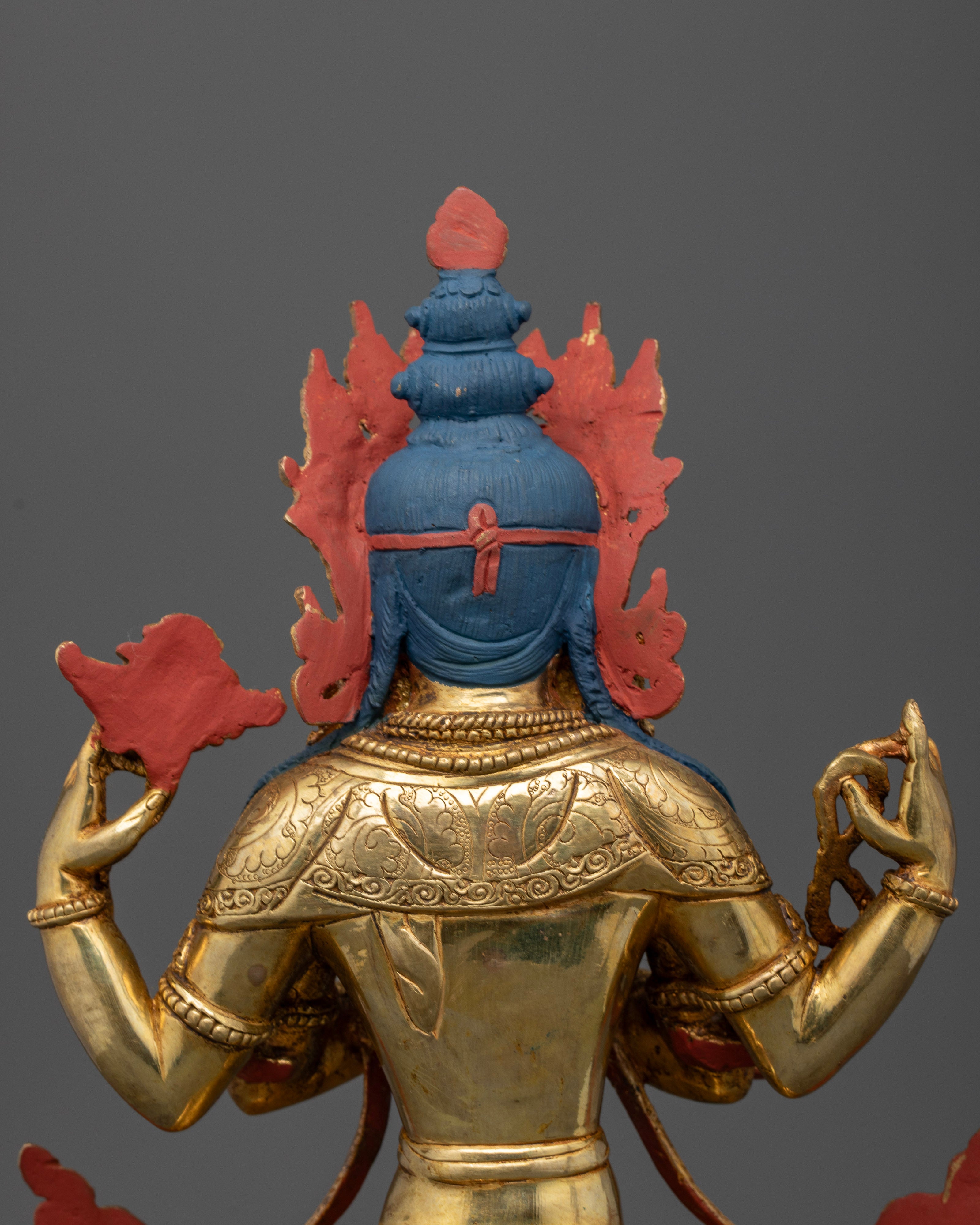 Embrace Compassionate Wisdom: Four-Armed Chenrezig Avalokiteshvara Statues for Spiritual Enlightenment