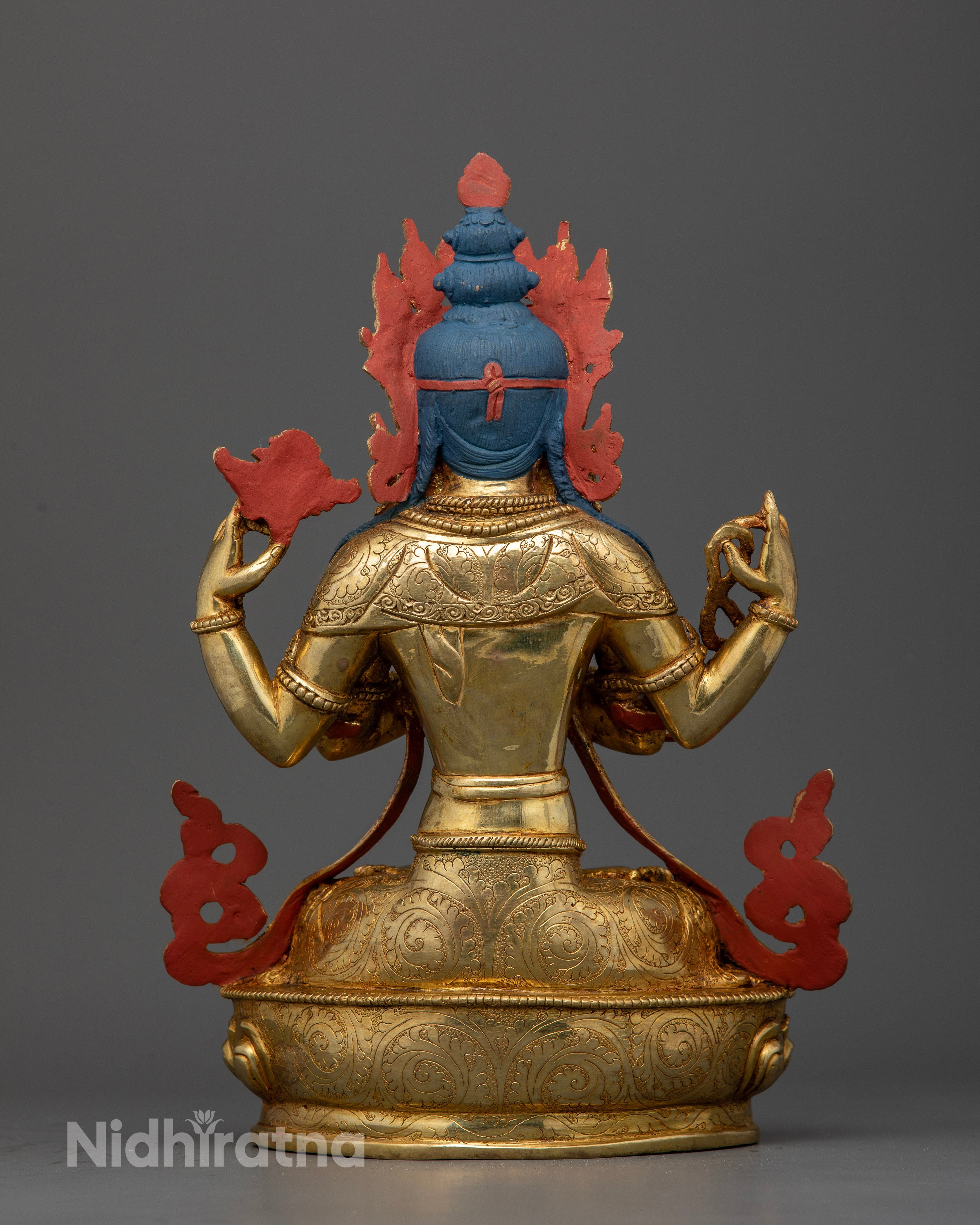 Embrace Compassionate Wisdom: Four-Armed Chenrezig Avalokiteshvara Statues for Spiritual Enlightenment