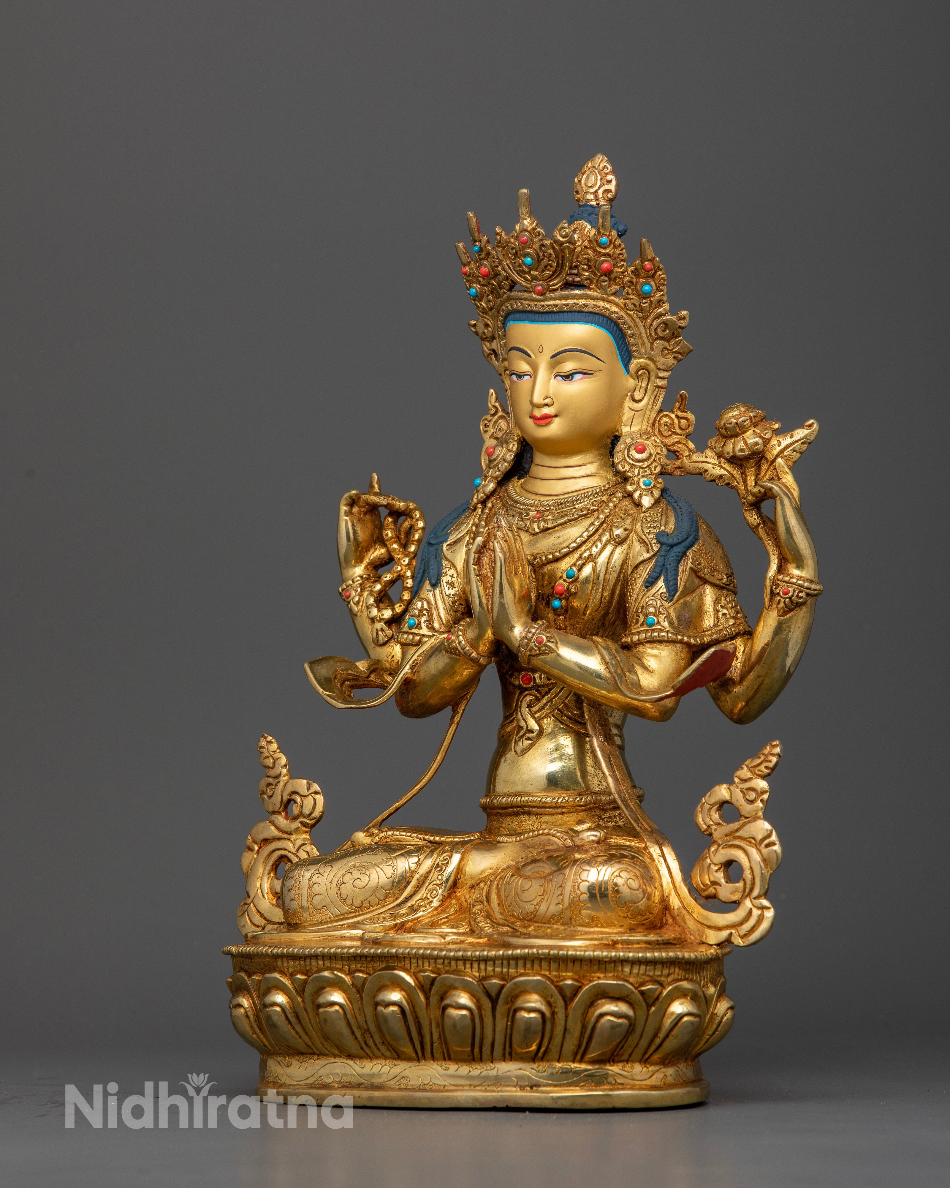 Embrace Compassionate Wisdom: Four-Armed Chenrezig Avalokiteshvara Statues for Spiritual Enlightenment