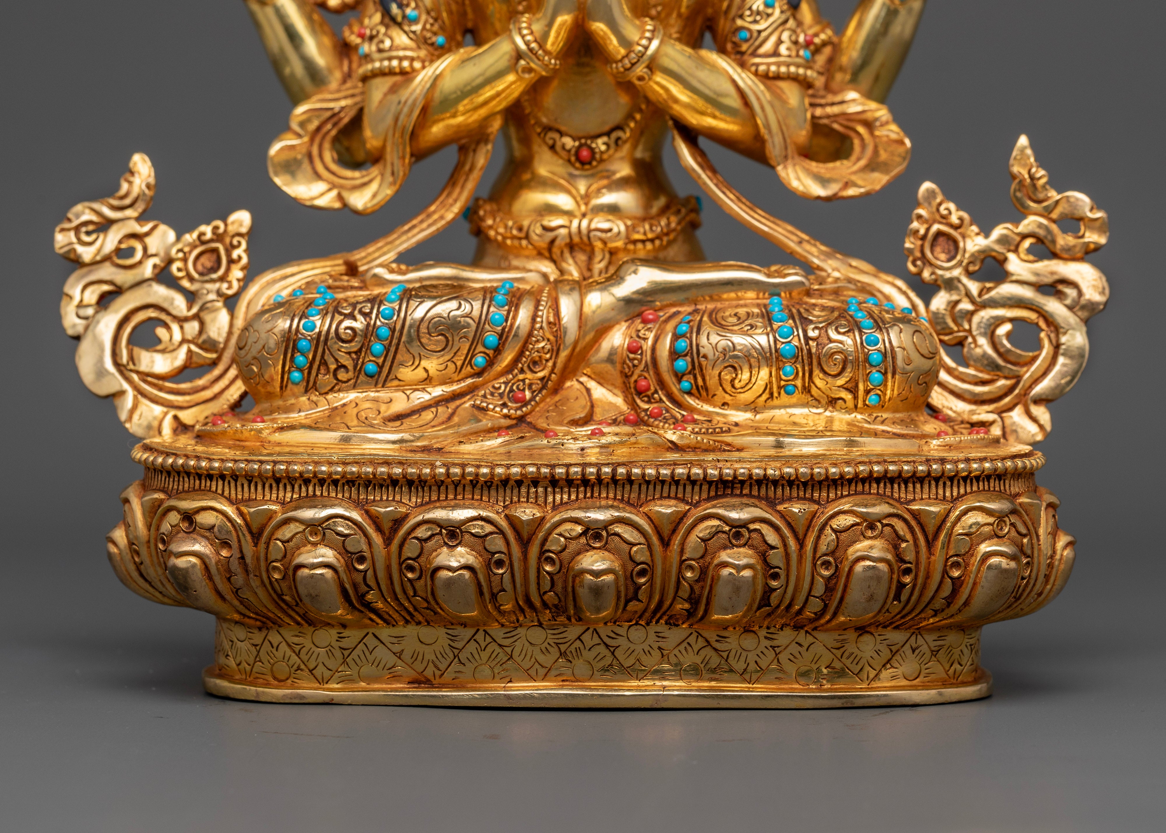 Sacred Four-Armed Chenrezig Statue for Meditation and Healing