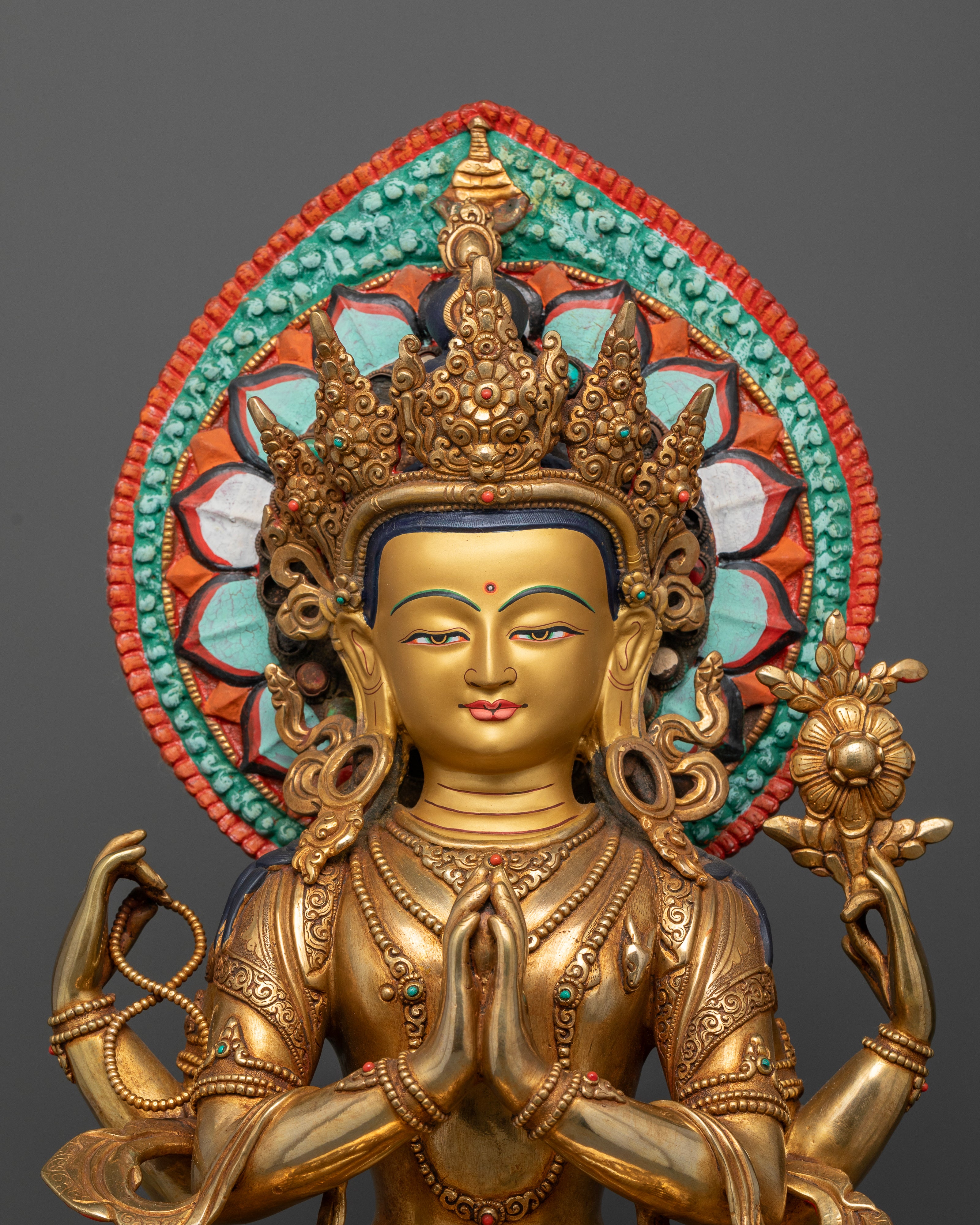 Four-Armed Chenrezig: Radiant Compassion with a Sacred Halo