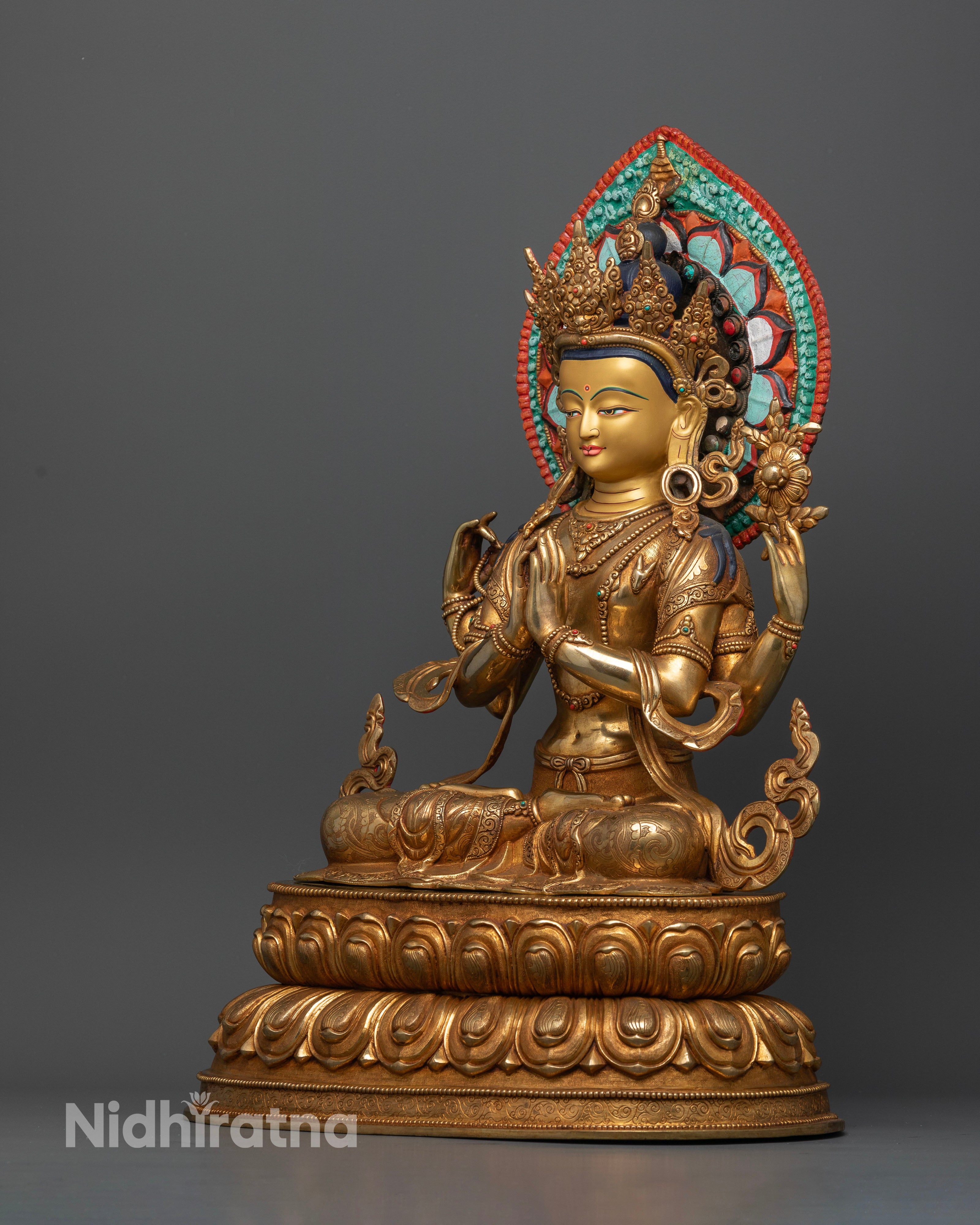 Four-Armed Chenrezig: Radiant Compassion with a Sacred Halo