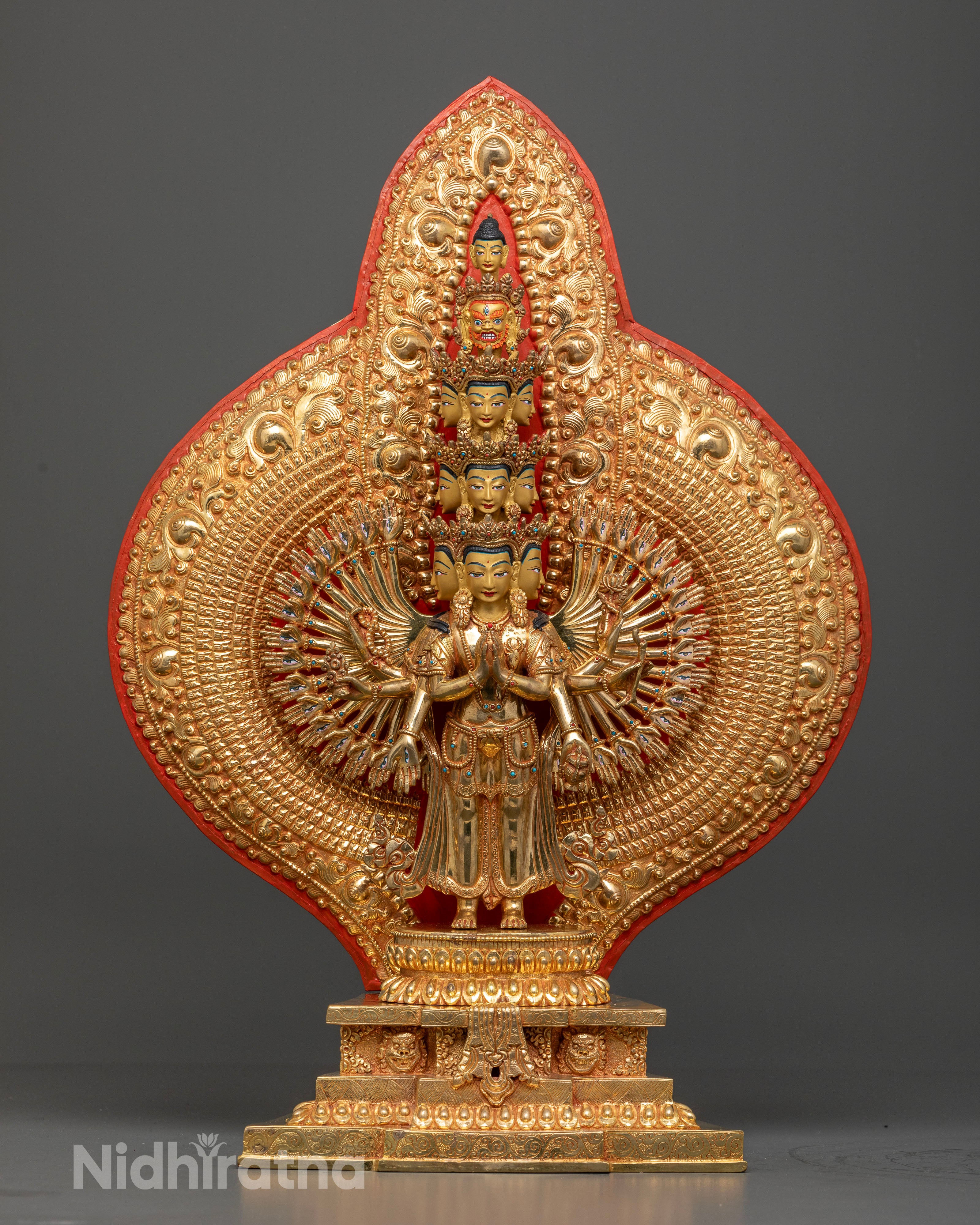Majestic 1000-Armed Avalokiteshvara Sculpture for Spiritual Protection