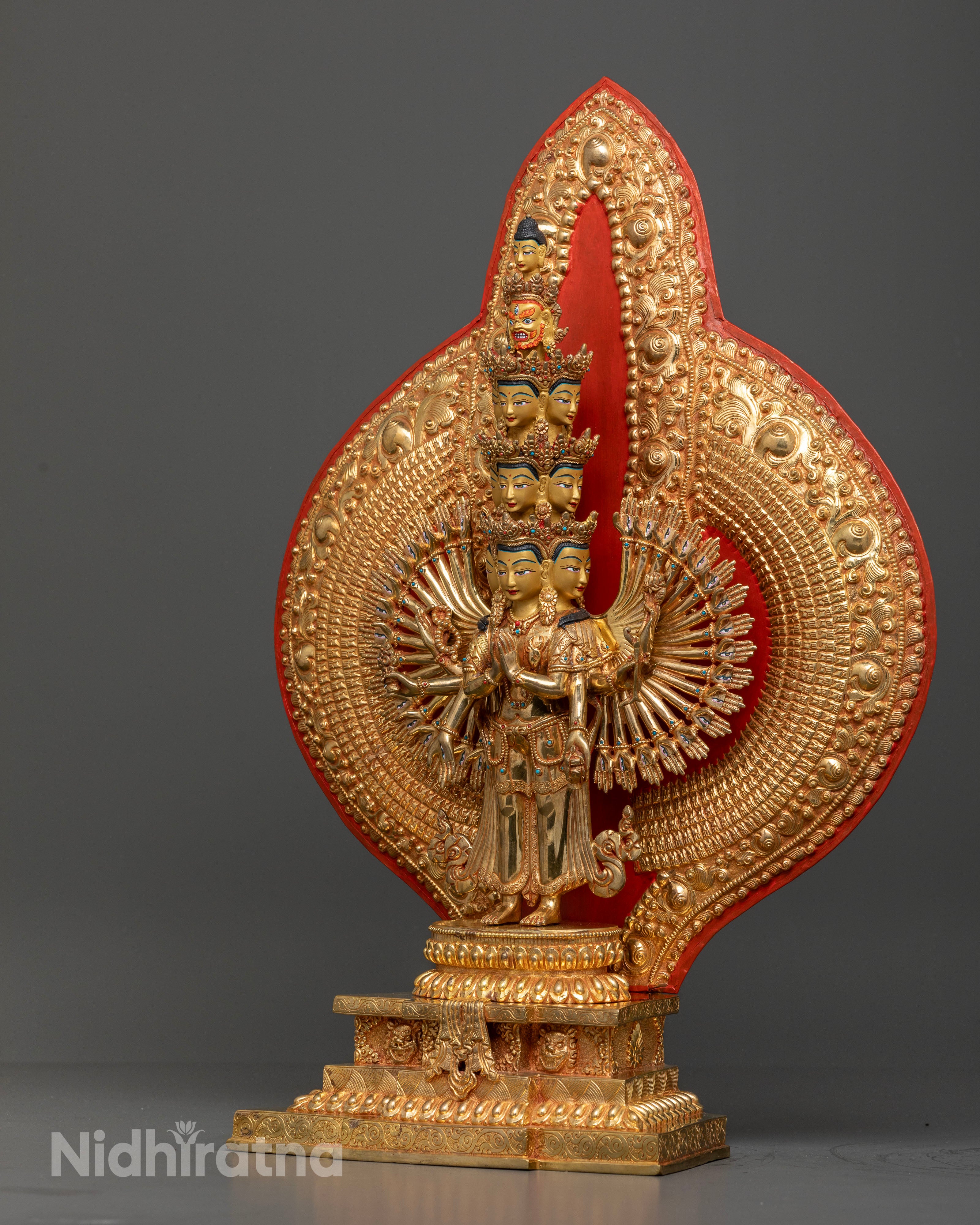 Majestic 1000-Armed Avalokiteshvara Sculpture for Spiritual Protection
