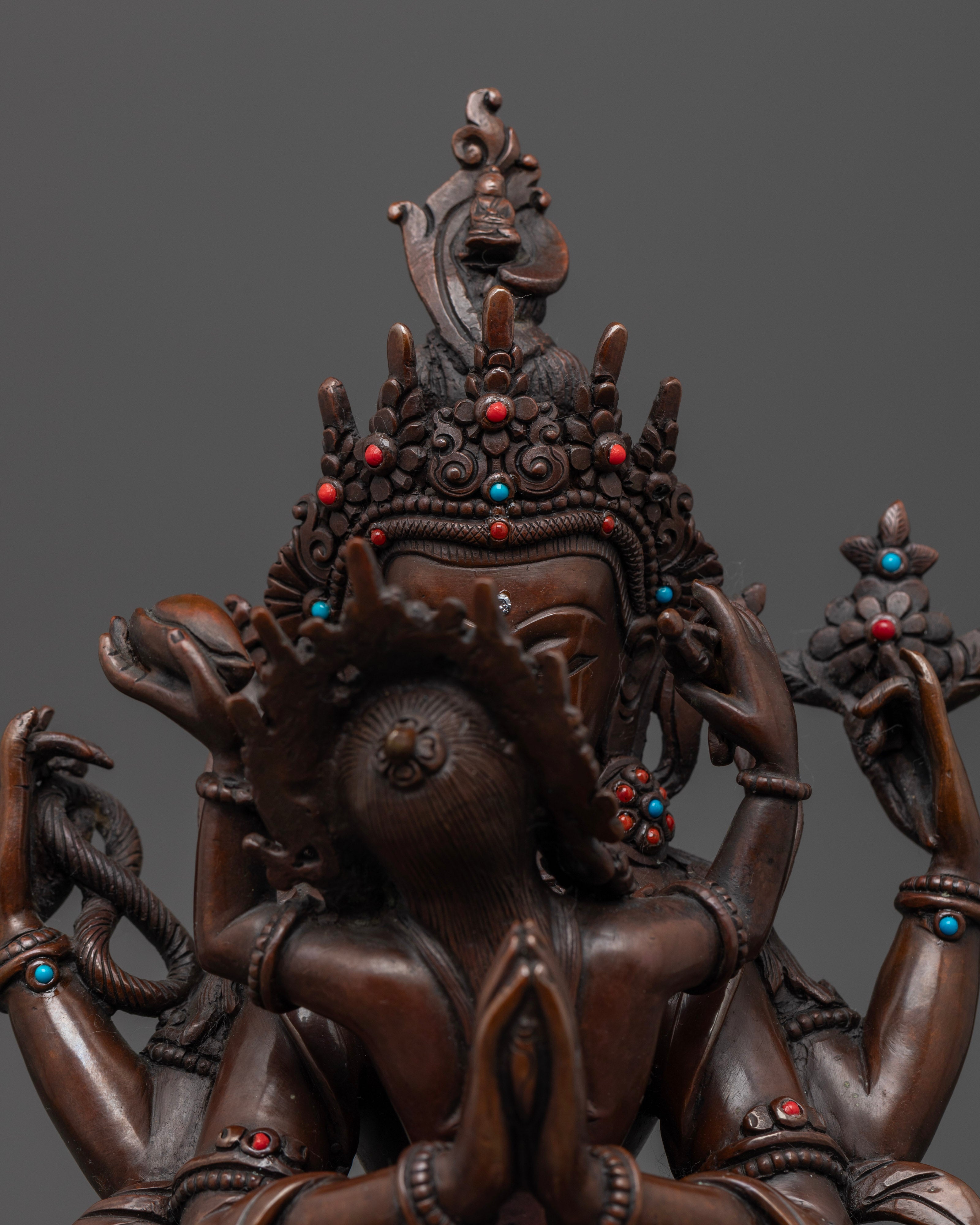 Oxidized Chenrezig Statue | Blessings of Avalokiteshvara