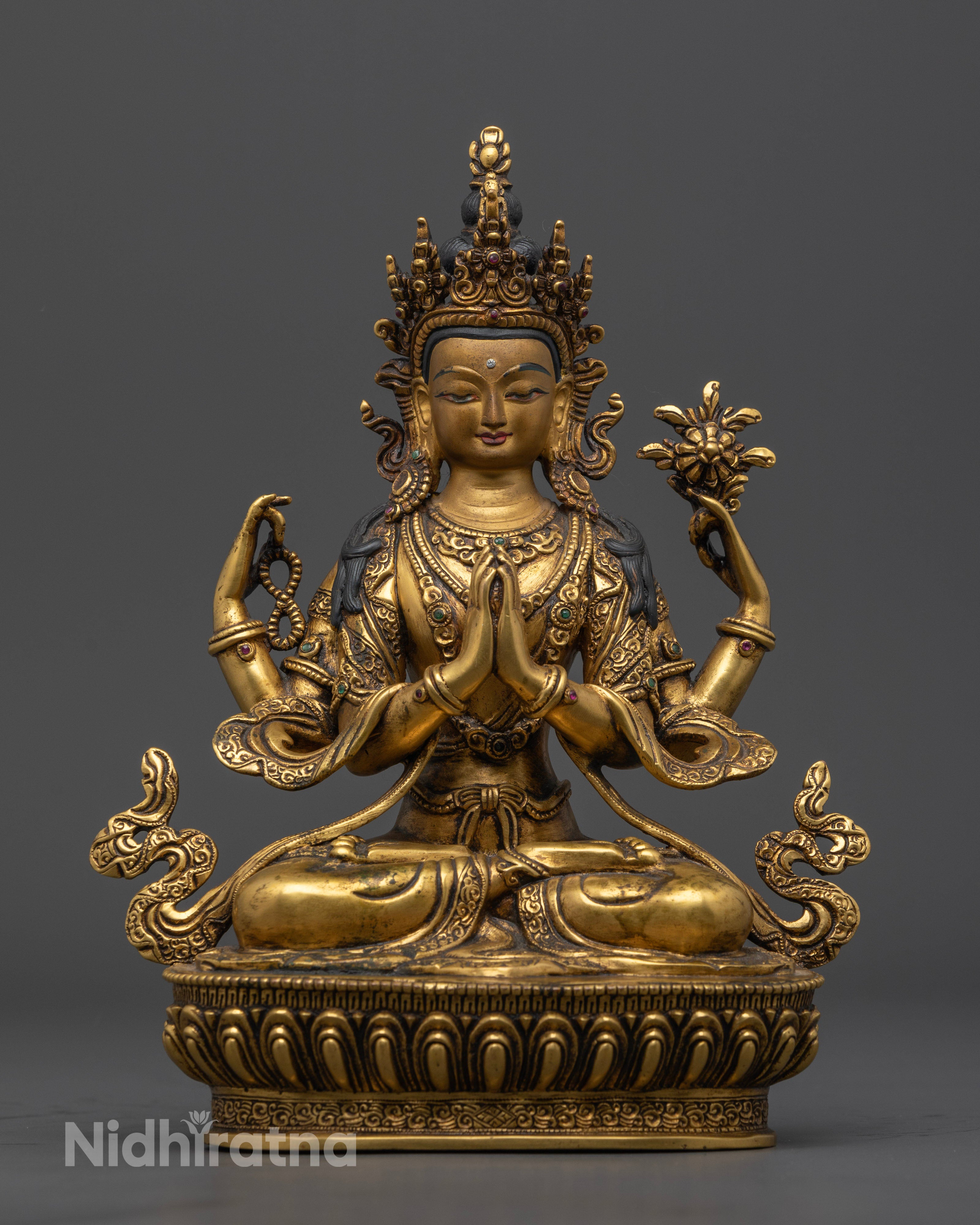 Antique Chenrezig Statue for Spiritual Enlightenment and Love