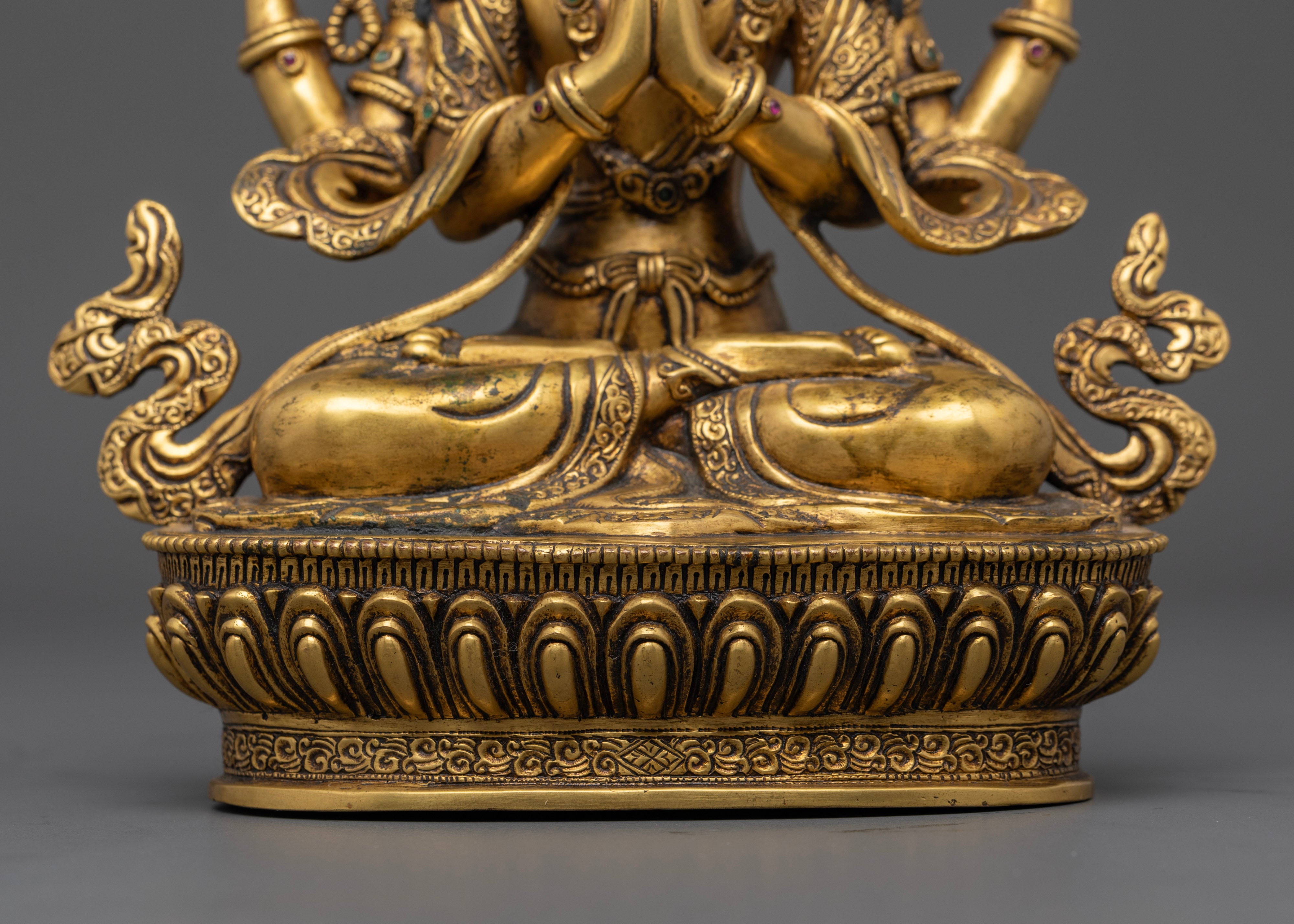 Antique Chenrezig Statue for Spiritual Enlightenment and Love