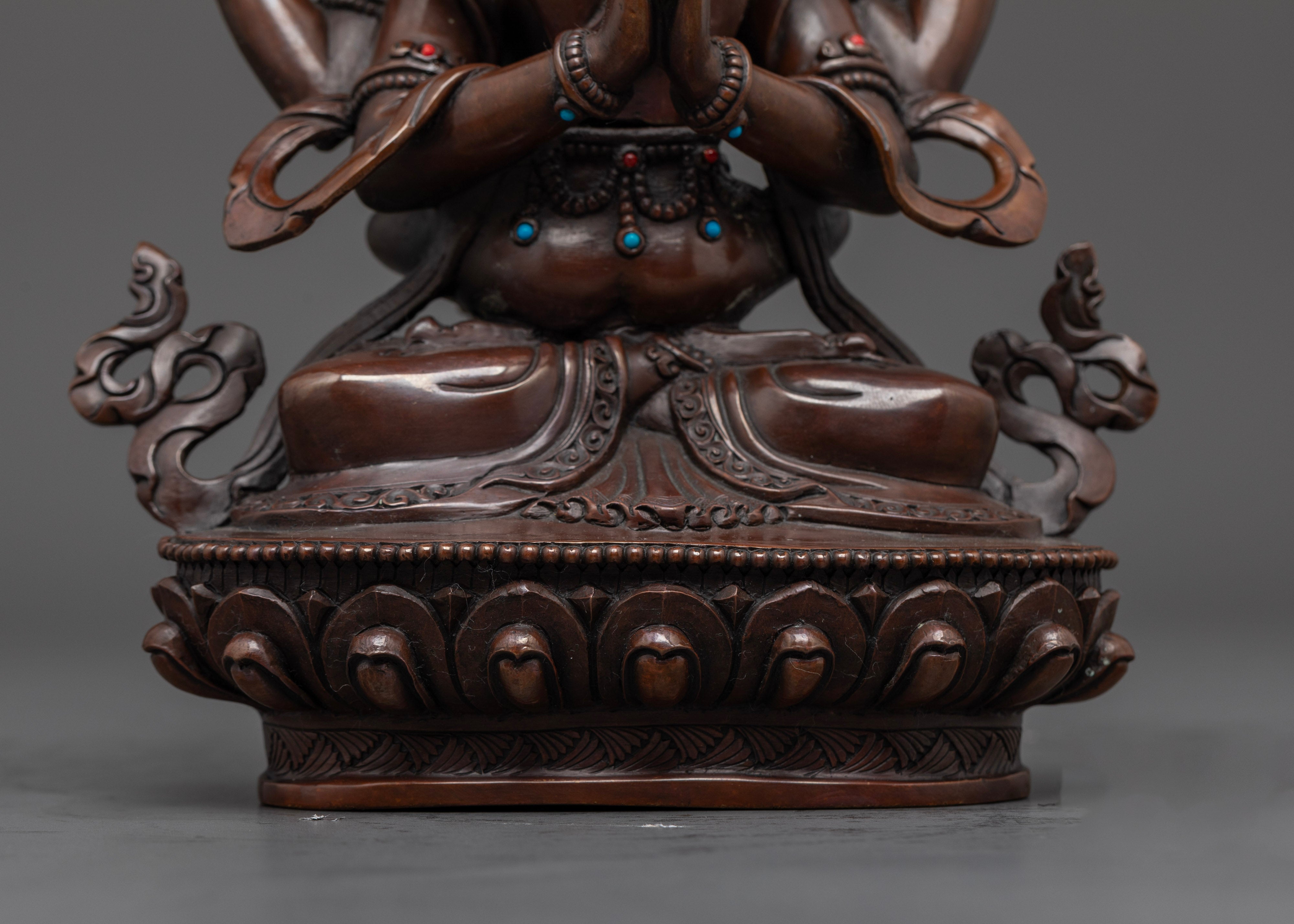 Oxidized Chenrezig Statue | Blessings of Avalokiteshvara