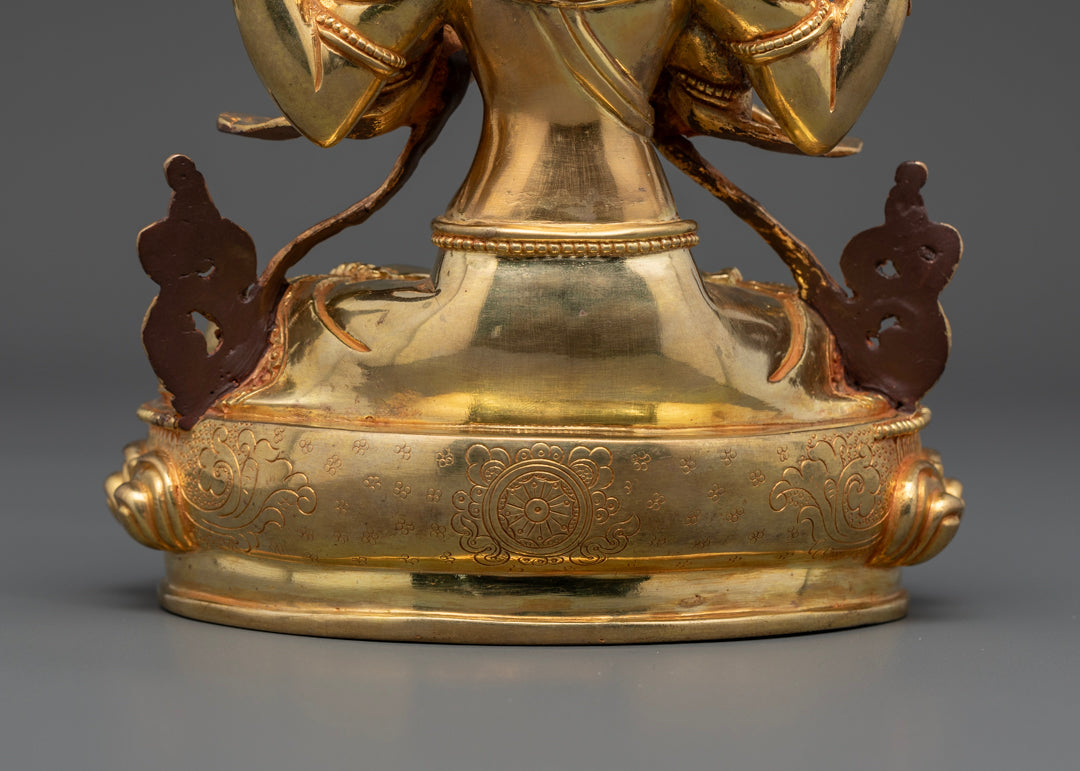 Tibetan Chenrezig Shadakshari Lokeshvara Statue 8.8"