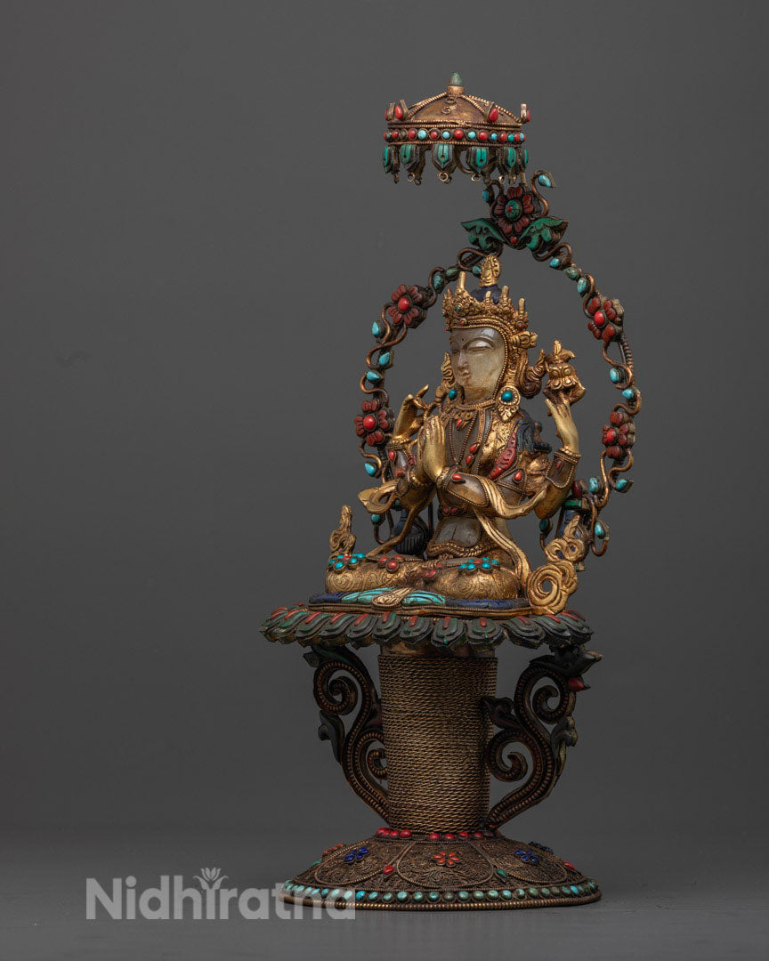 Crystal Chenrezig Statue | Tibetan Buddhist Statue