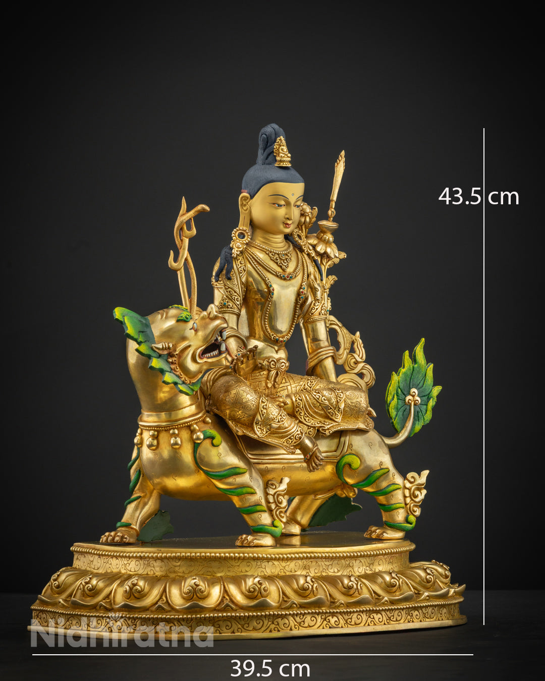 Avalokiteshvara sculpture highlighting the fine craftsmanship of the flowing robes and jewelry.