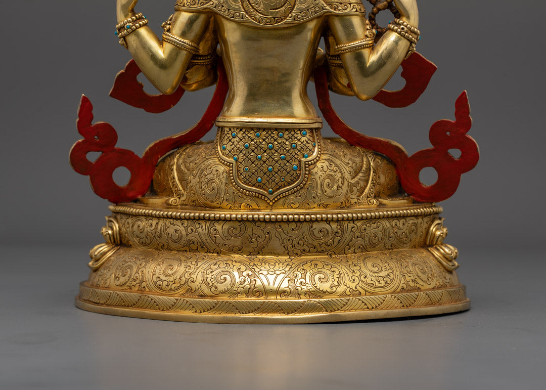 Chenrezig Statue | Hand-Carved Tibetan Buddhist Sculpture