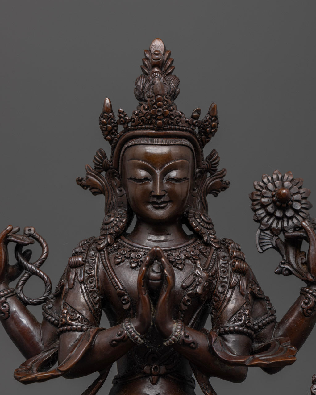 Chenrezig Statue | Oxidized Copper Avalokiteshvara