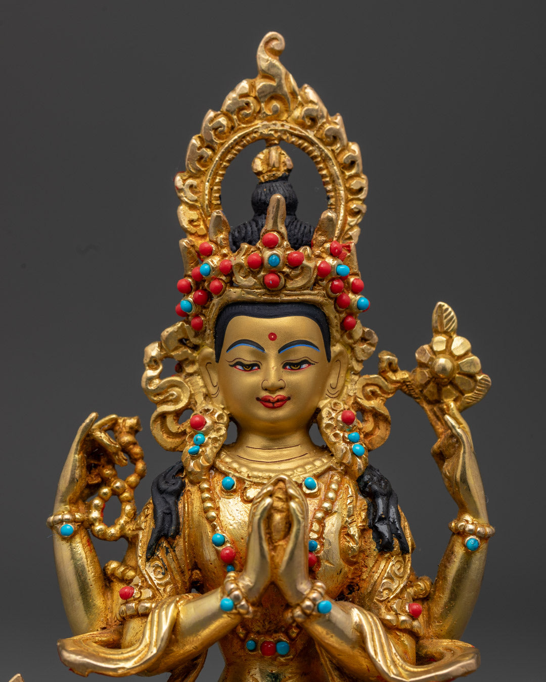 Chenrezig Statue | 24k Gold Gilded Avalokiteshvara