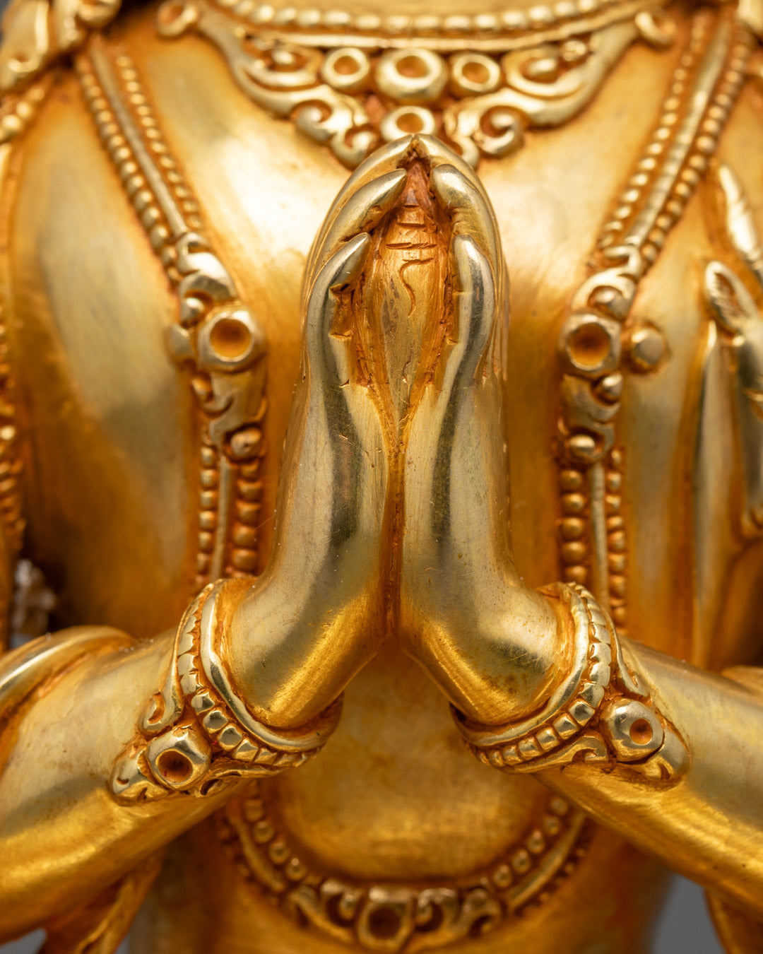 24K Gold Chenrezig Statue | Avalokiteshvara Hand-Carved Statue