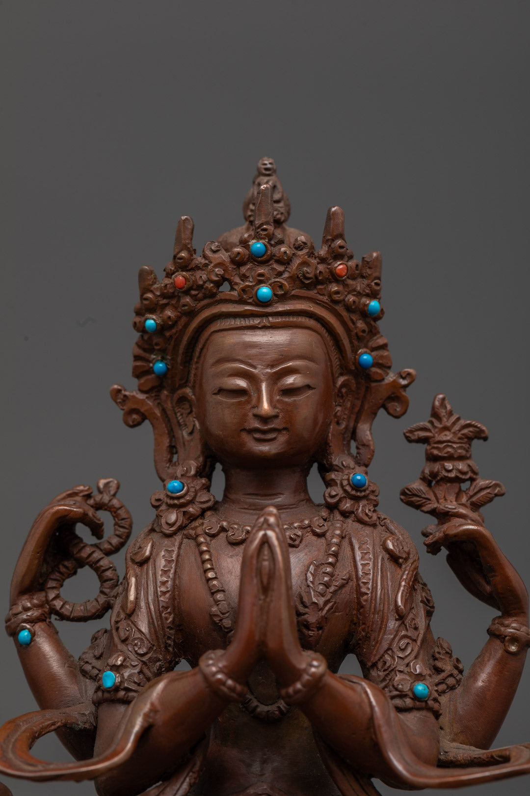 Unique Oxidized Chenrezig Statue | Handcrafted Spiritual Decor