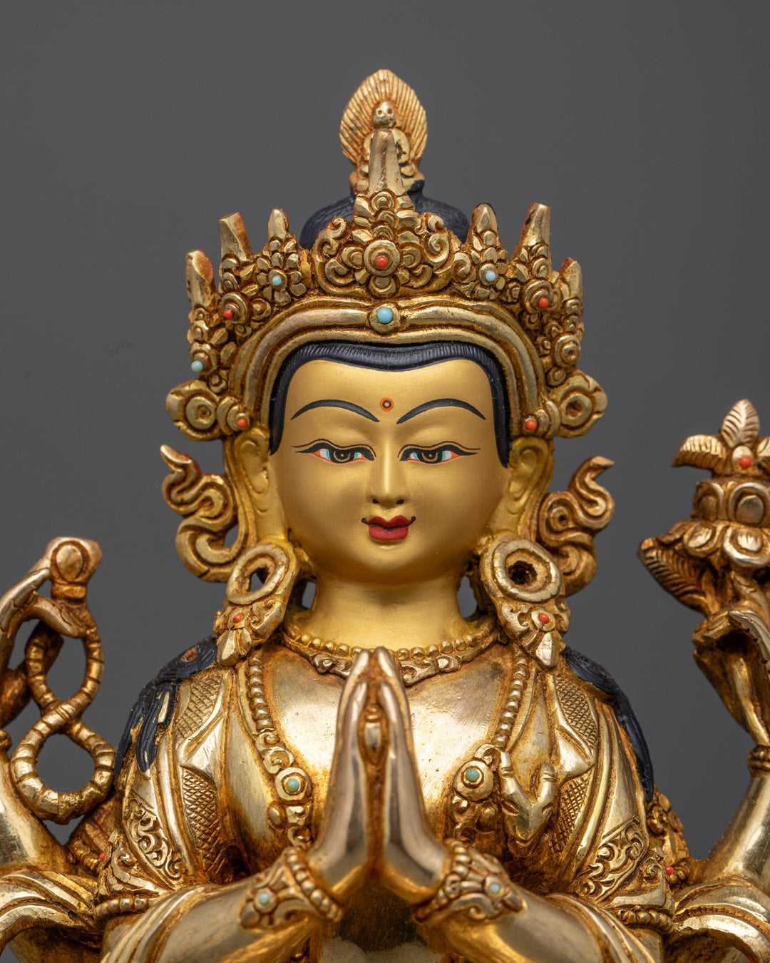 Handmade Chenrezig Statue | Traditional Nepalese Copper