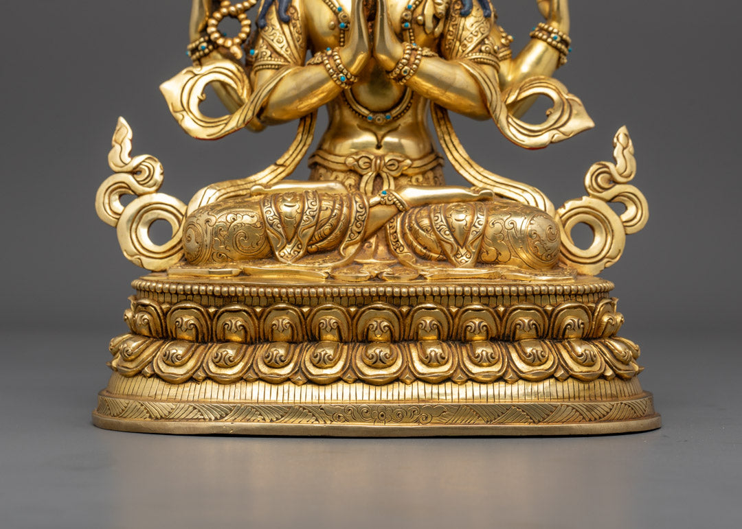 Chenrezig Statue | Hand-Carved Tibetan Buddhist Sculpture