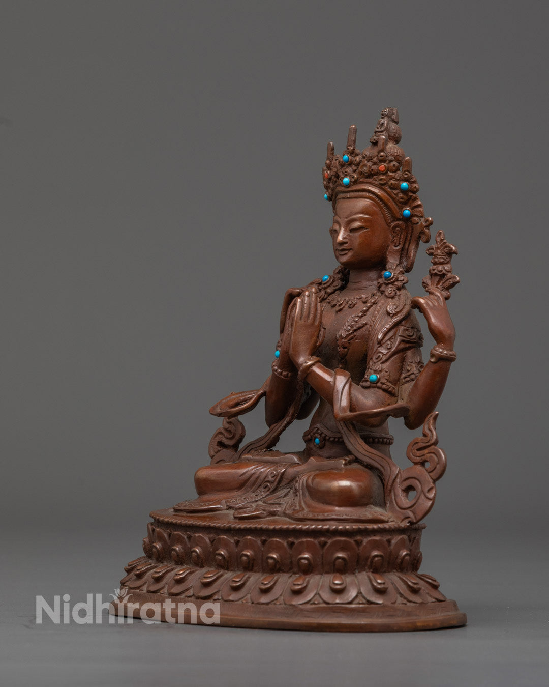 Unique Oxidized Chenrezig Statue | Handcrafted Spiritual Decor