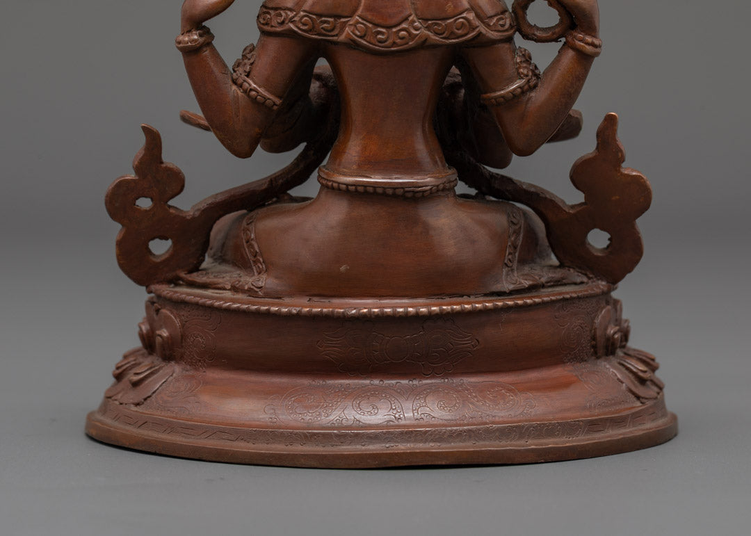 Unique Oxidized Chenrezig Statue | Handcrafted Spiritual Decor