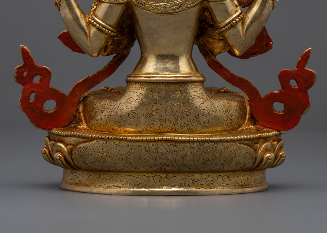 Handmade Chenrezig Statue | Traditional Nepalese Copper