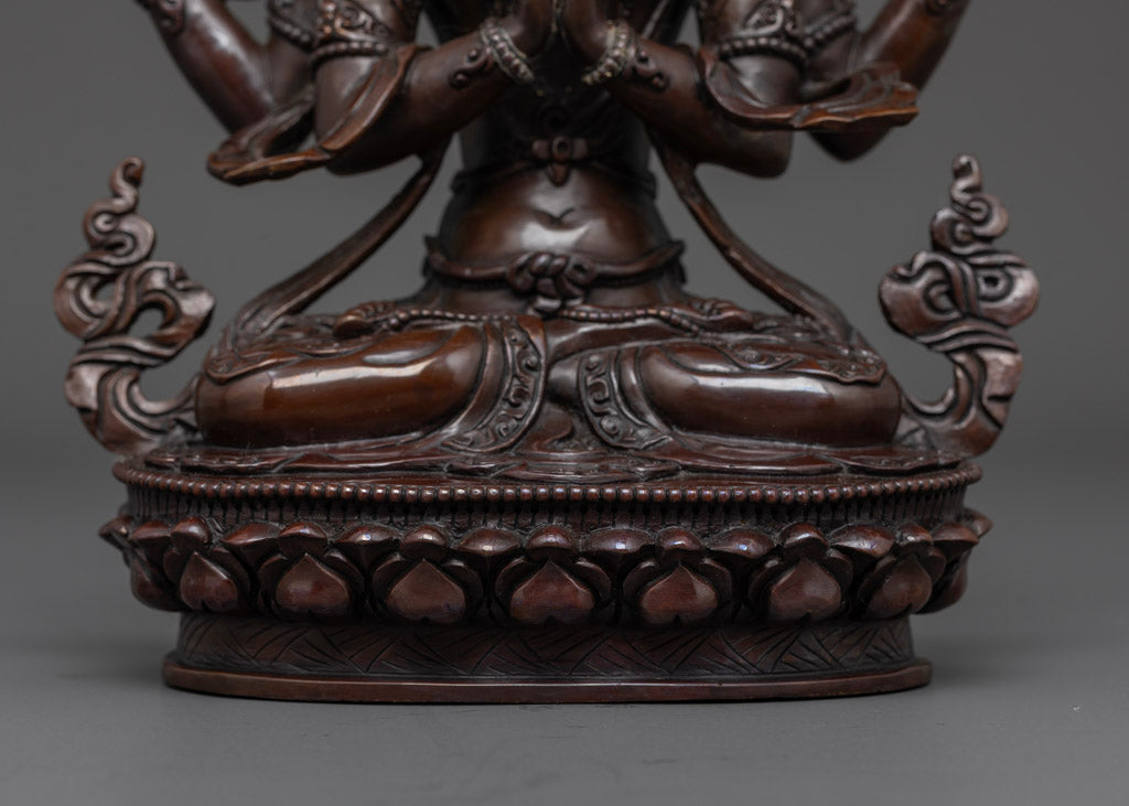 Chenrezig Statue | Oxidized Copper Avalokiteshvara