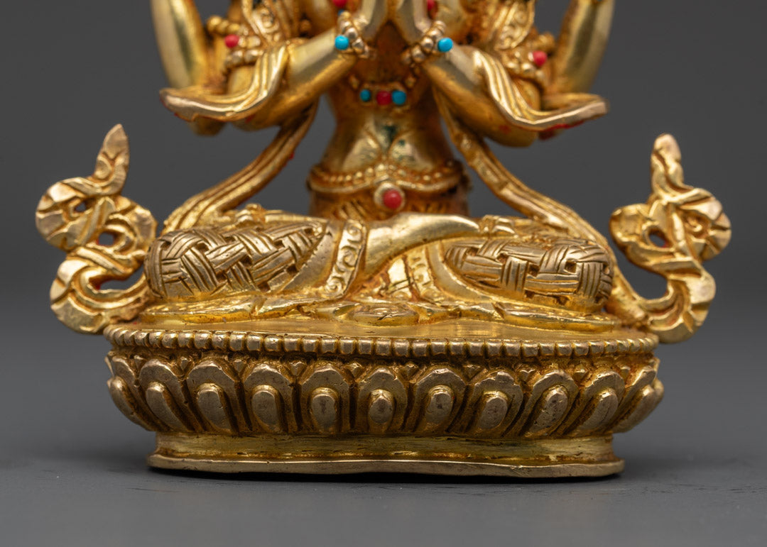 Chenrezig Statue | 24k Gold Gilded Avalokiteshvara