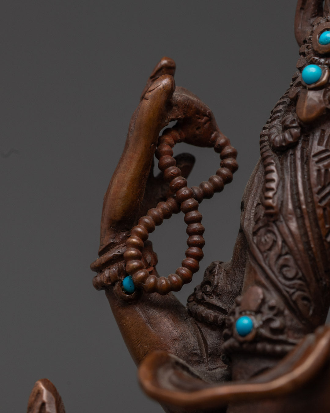 Oxidized Copper Chenrezig Statue | Traditional Buddhist Art
