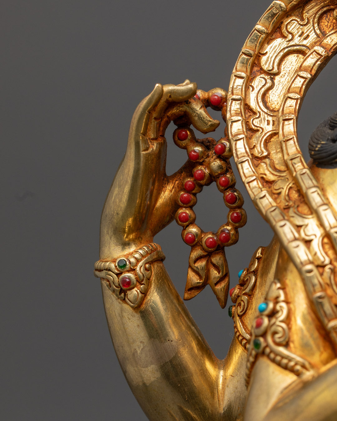 Handcrafted Chenrezig Statue | 24K Gold-Copper