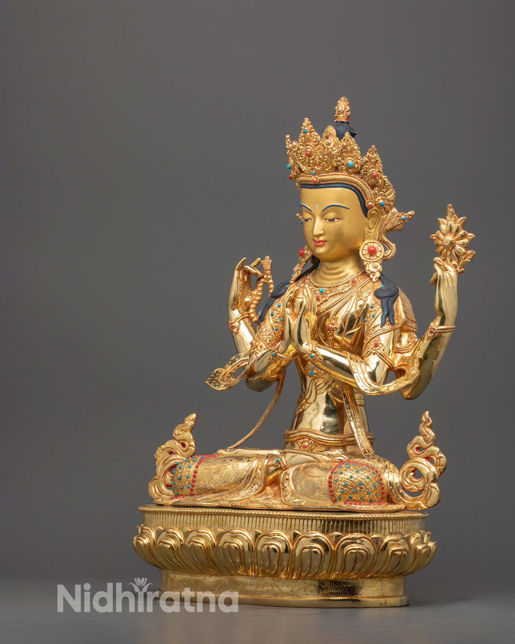 Avalokiteshvara Chenrezig Statue | Hand-Carved Himalayan Spiritual Art