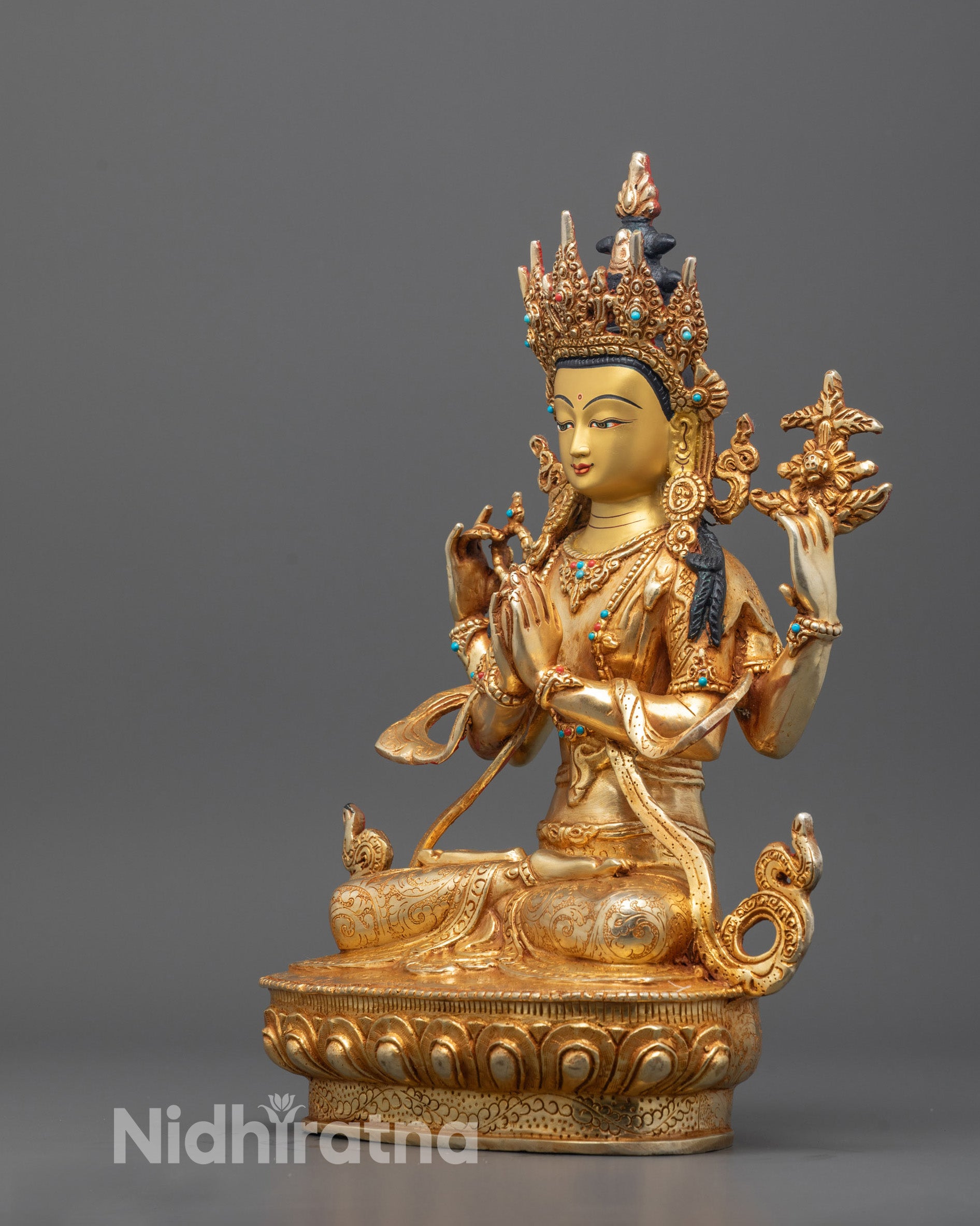 Nepalese Chenrezig Statue | Traditional Lost-Wax Method Artwork