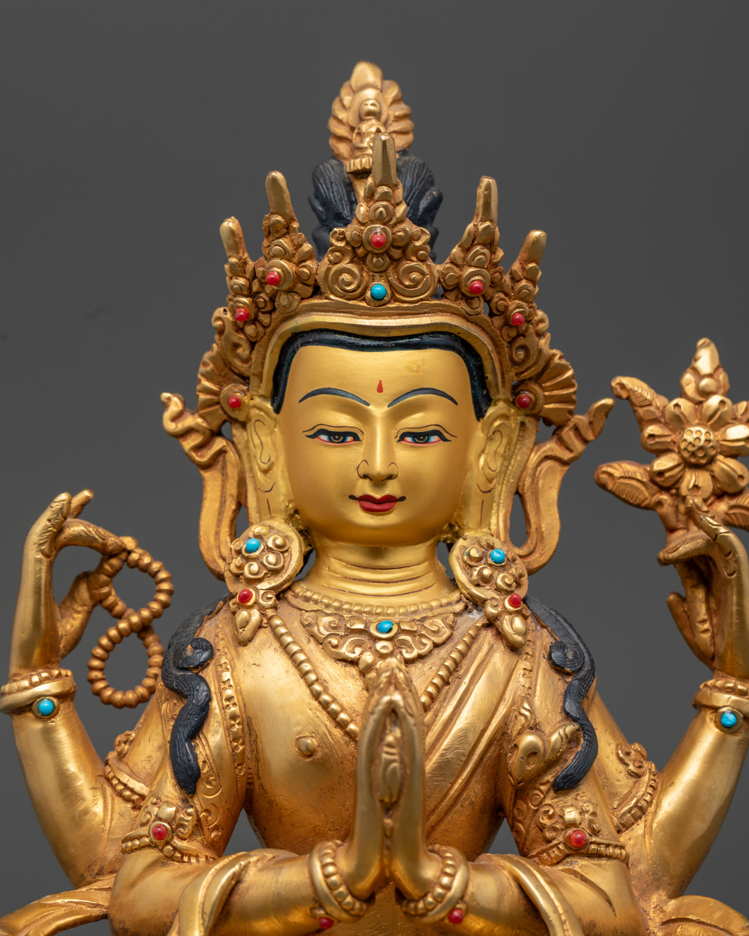 Chenrezig Statue | Tibetan Hand-Carved Sculpture of Avalokiteshvara
