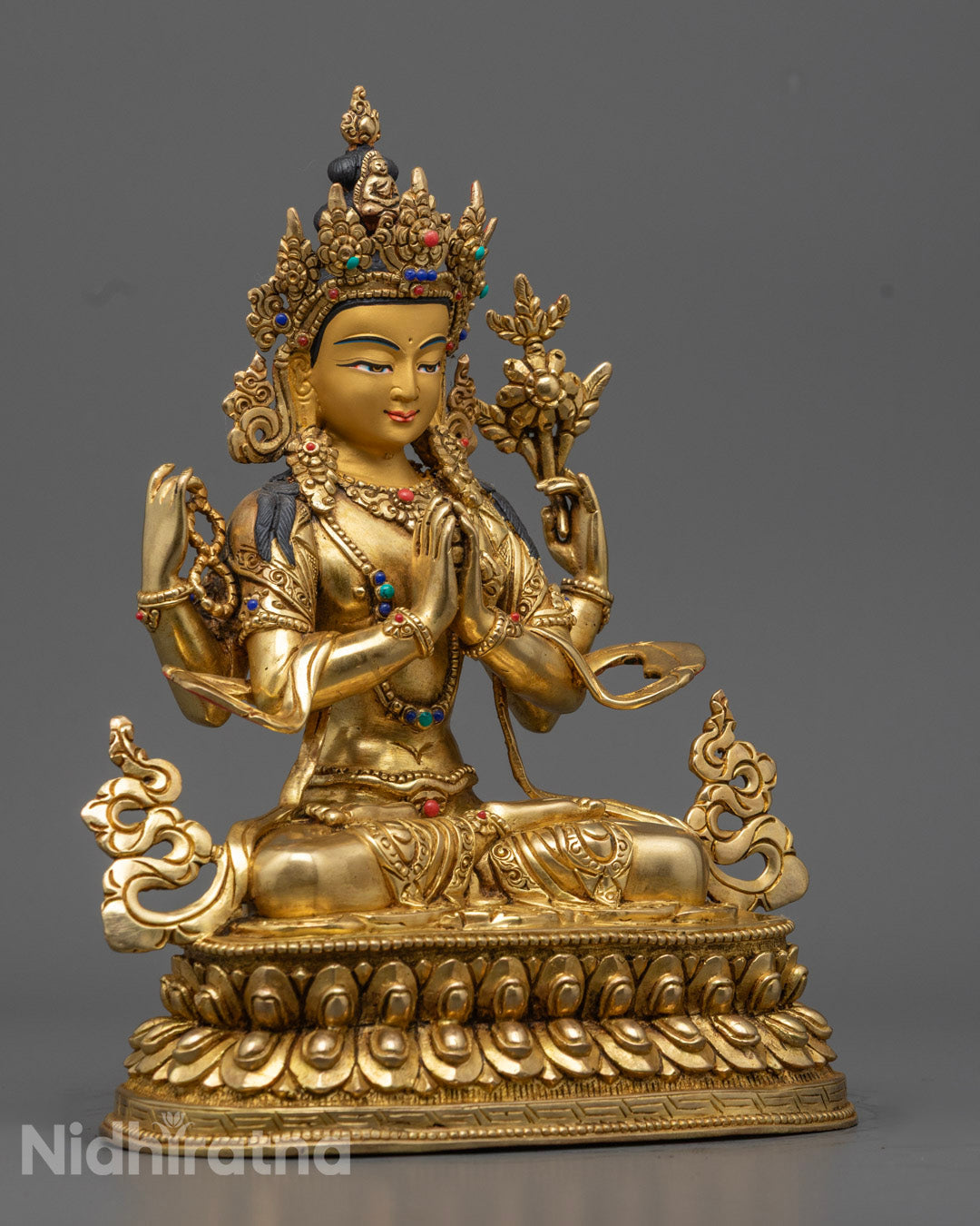 Chenrezig Statue Bodhisattva of Compassion | Tibetan Buddhist Altar Decor