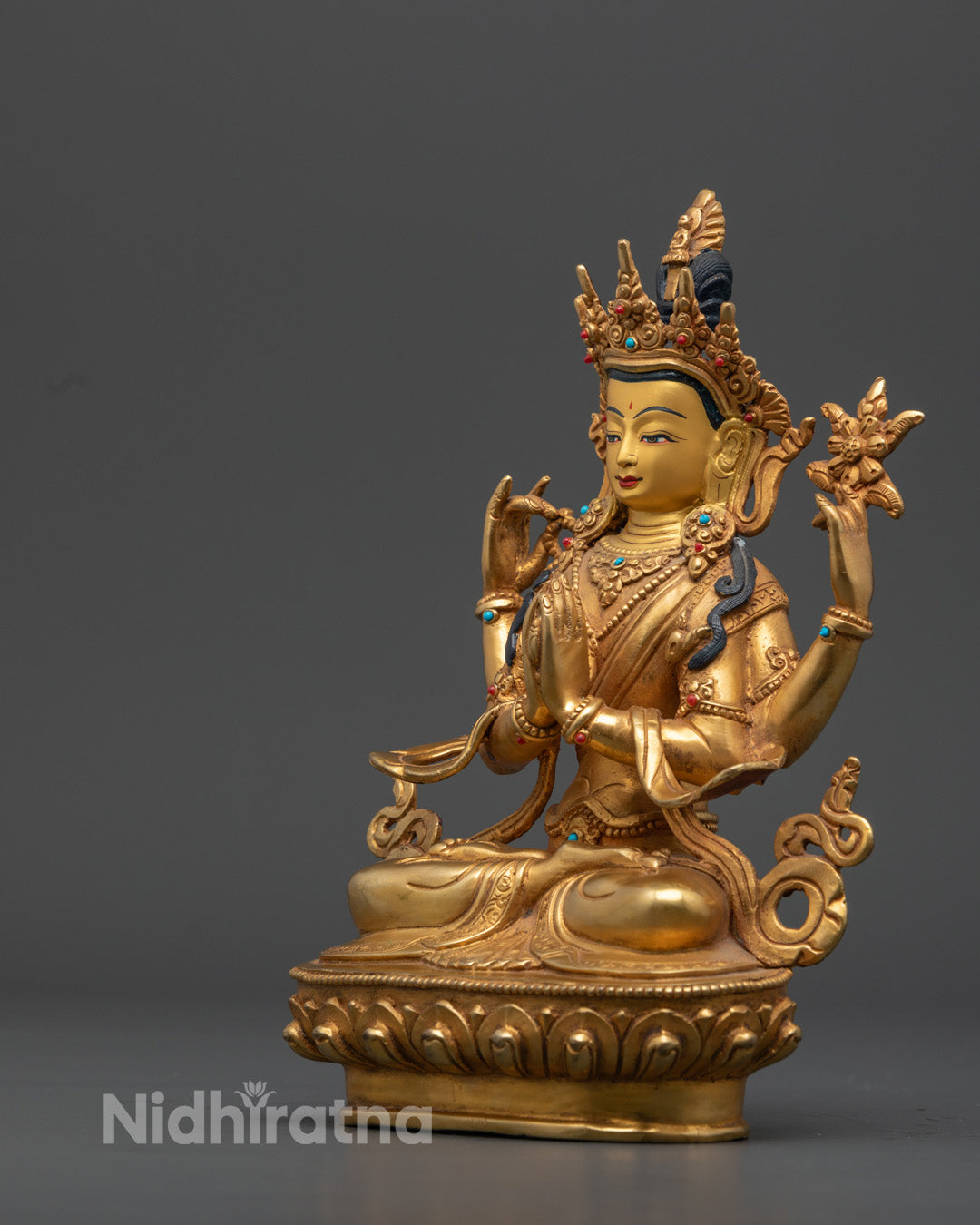 Chenrezig Statue | Tibetan Hand-Carved Sculpture of Avalokiteshvara