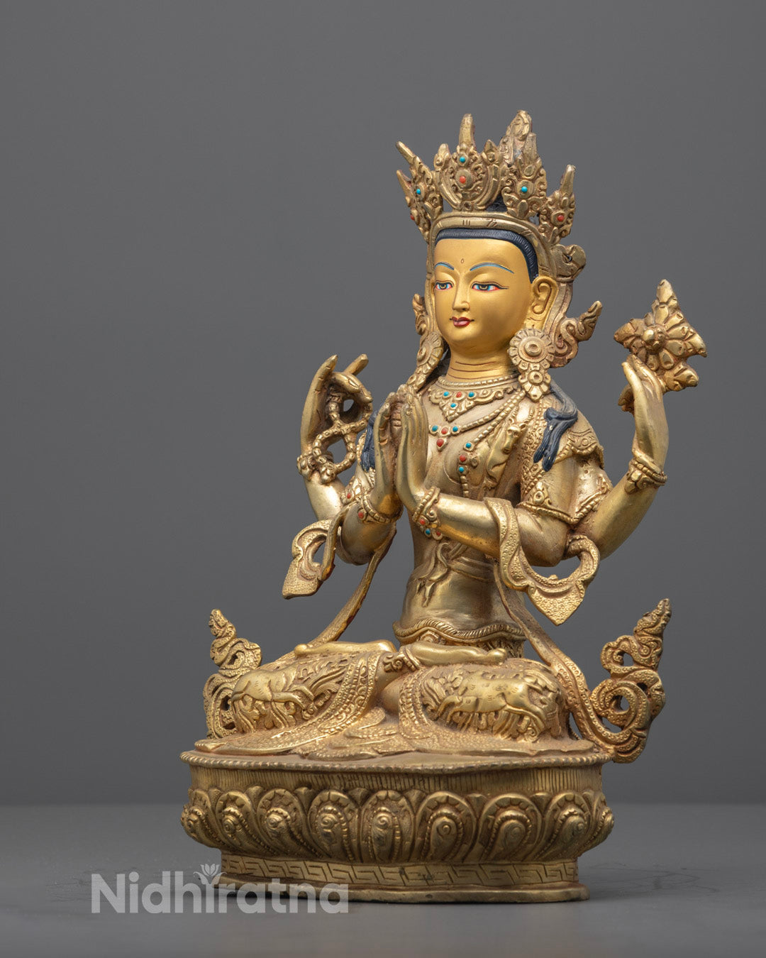 Nepalese Chenrezig Statue | Hand-Carved Avalokiteshvara