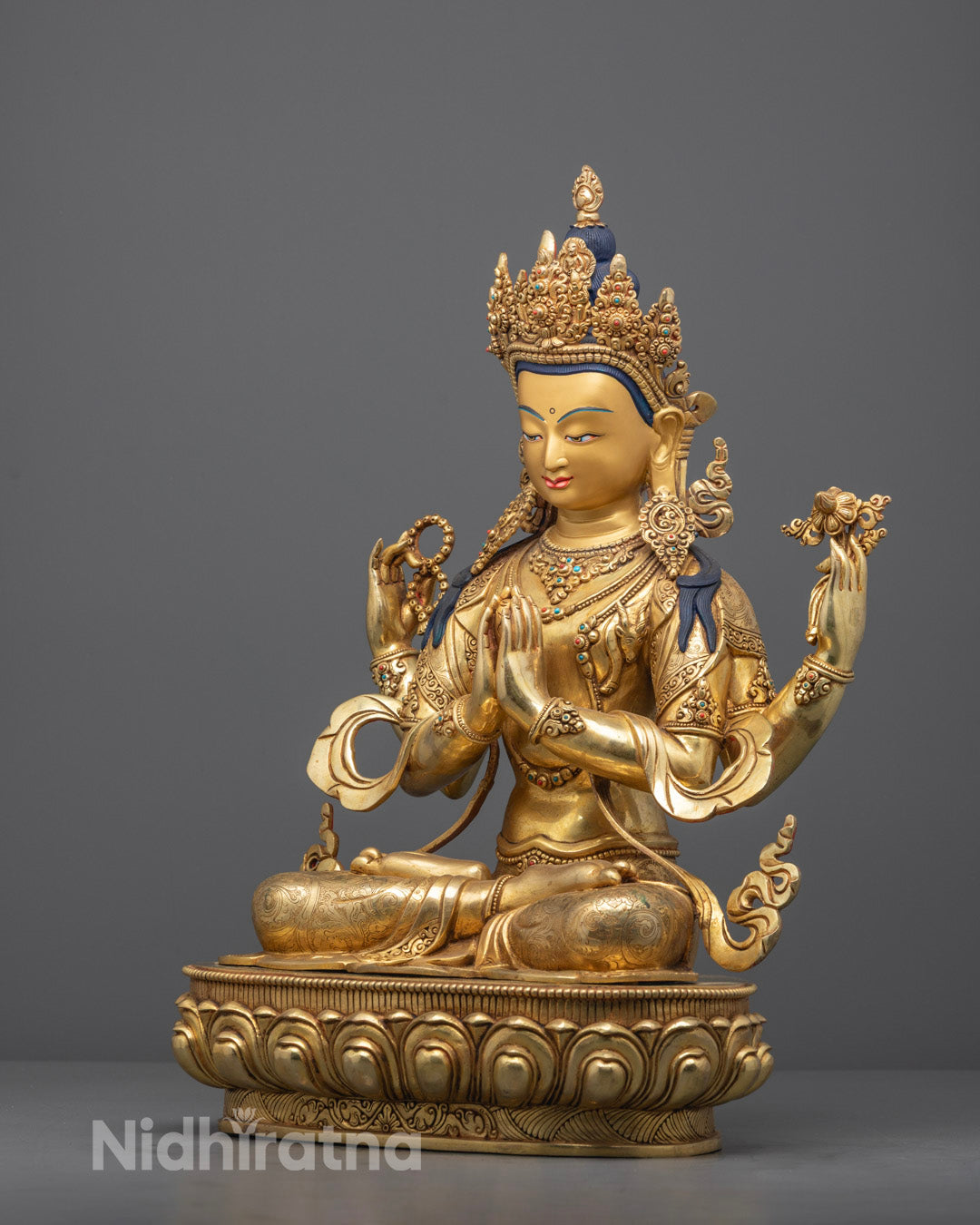 Chenrezig Deity Statue | Nepal Hand-Carved Avalokiteshvara