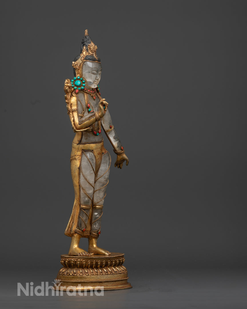 Crystal Standing Chenrezig Statue | Buddhist Sculpture