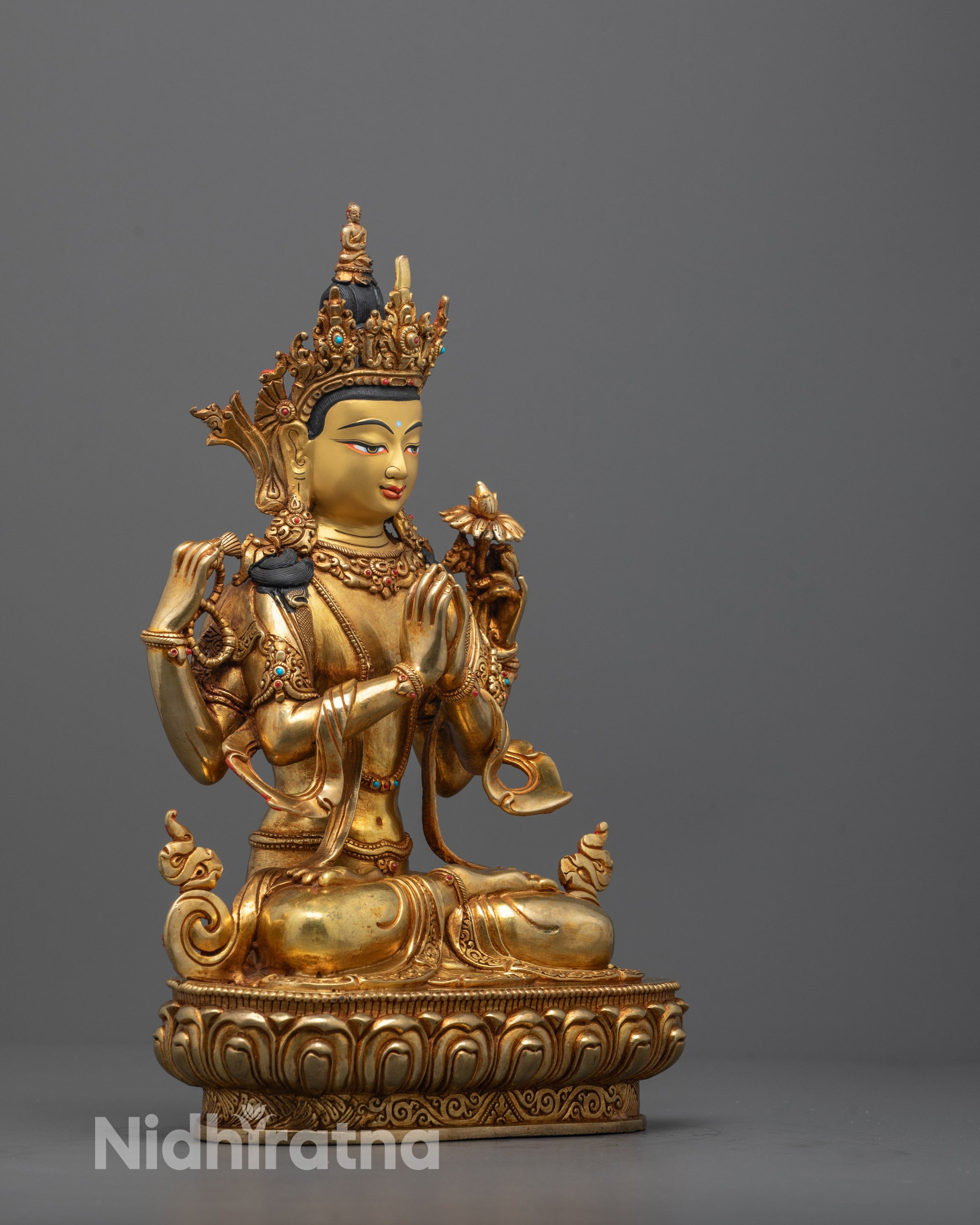Sacred Four-Armed Chenrezig Sculpture | Divine Symbol of Mercy
