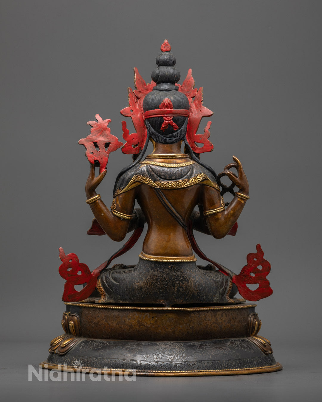 Authentic Oxidized Chenrezig Statue | Himalayan Buddhist Art