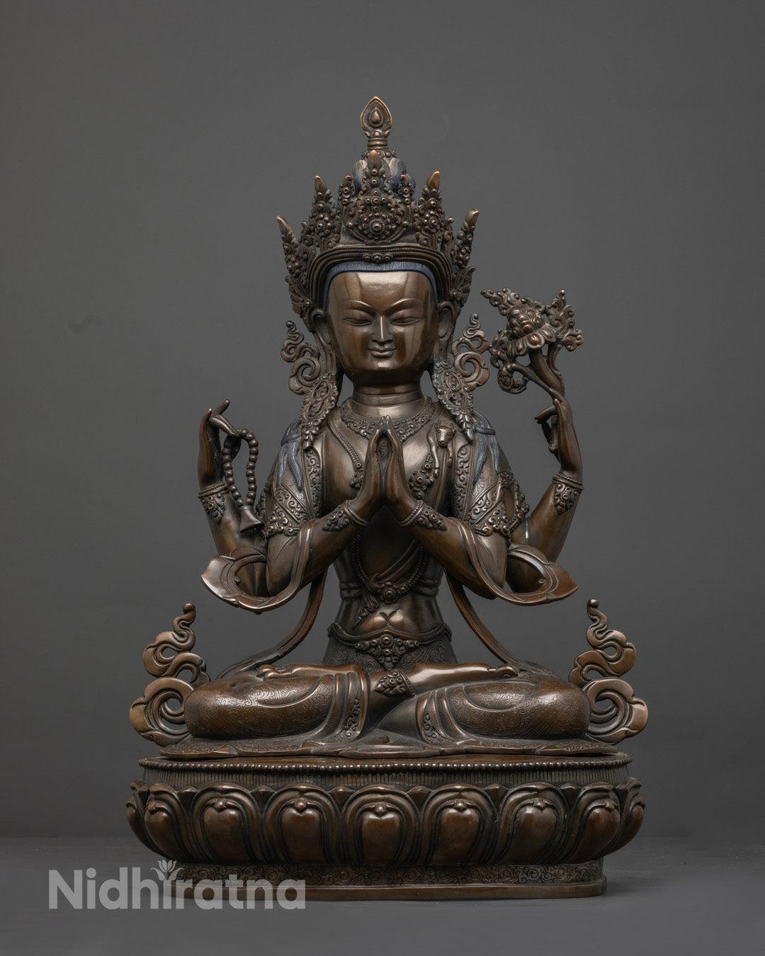 Handcrafted Chenrezig Statue | Tibetan Buddha of Compassion