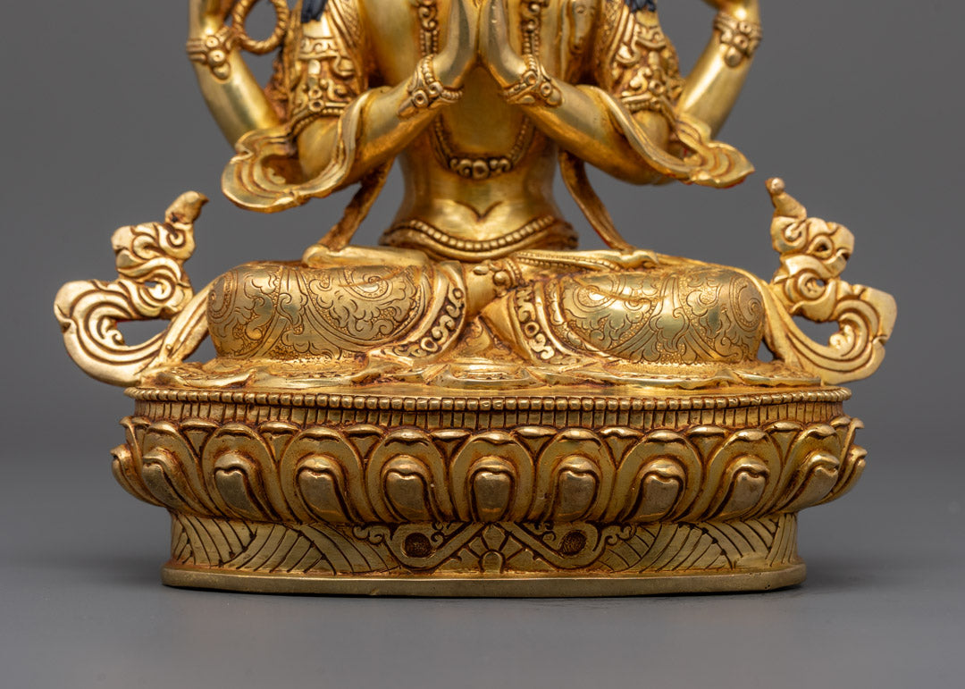 Beautifully Hand-Carved Chenrezig Statue | Avalokiteshvara Deity