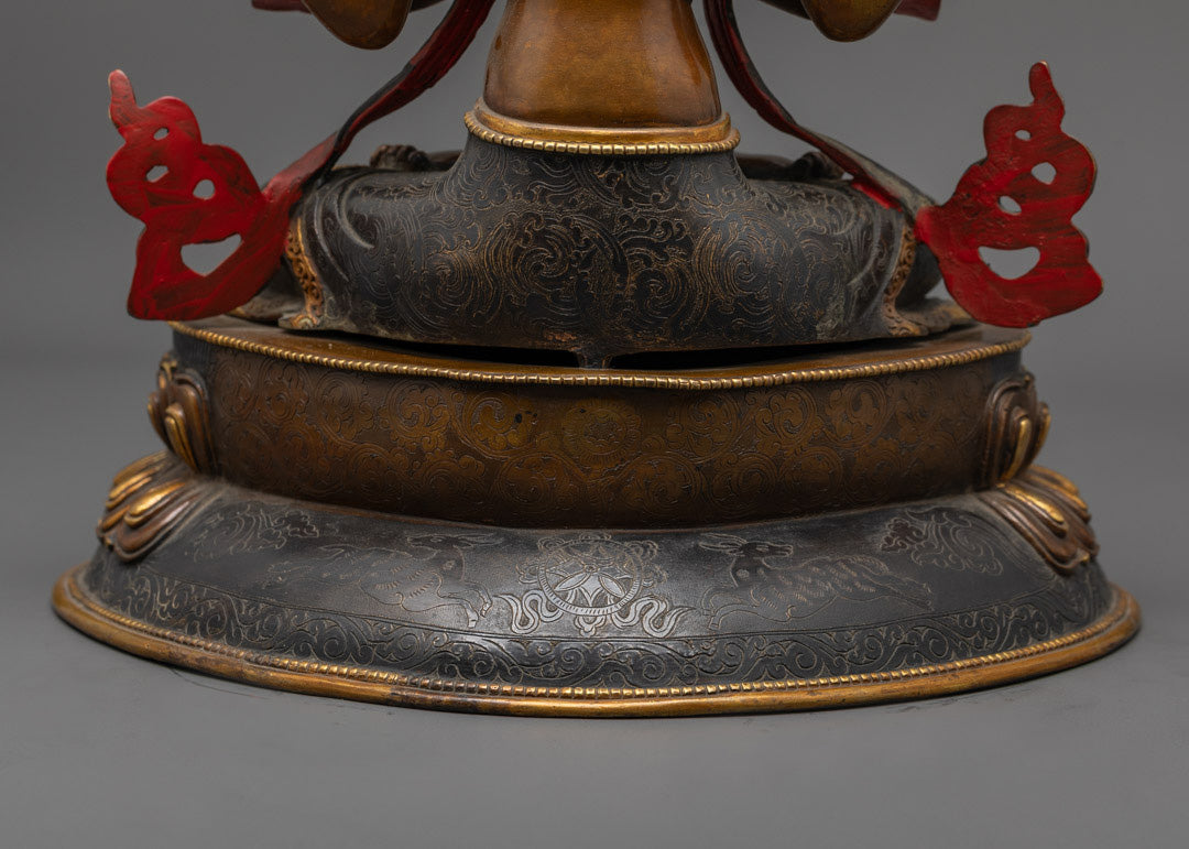 Authentic Oxidized Chenrezig Statue | Himalayan Buddhist Art