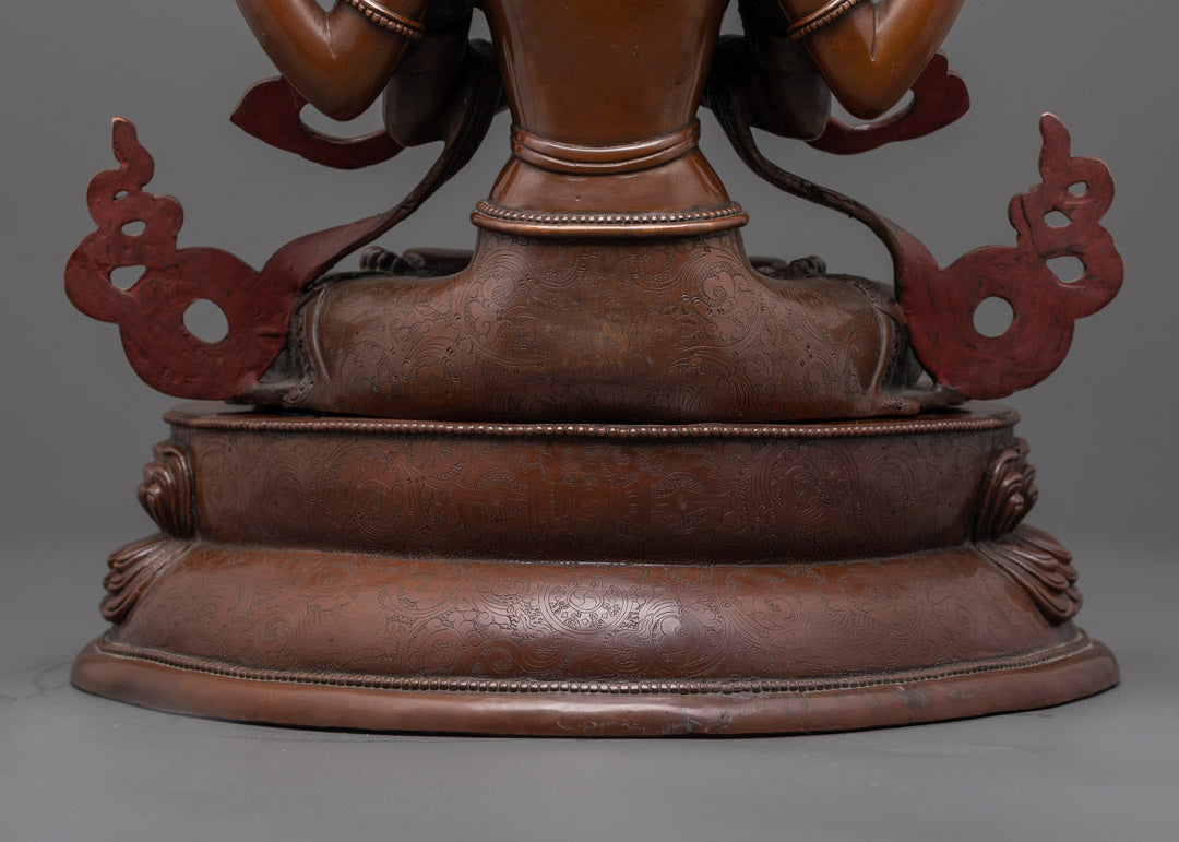 Beautiful Chenrezig Bodhisattva Statue | Oxidized Copper Finish