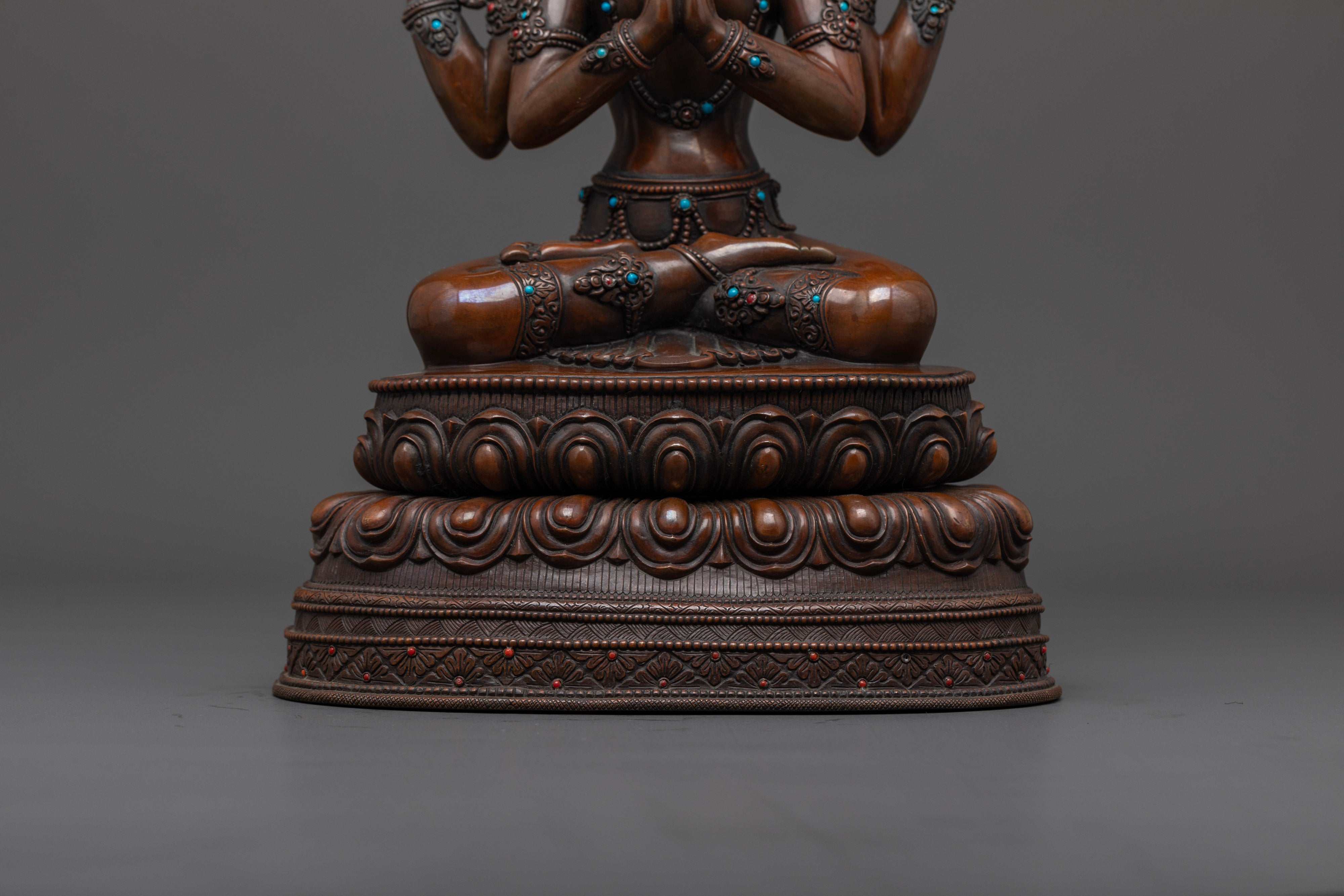 Oxidized Chenrezig Statue: Sacred Art for Peace