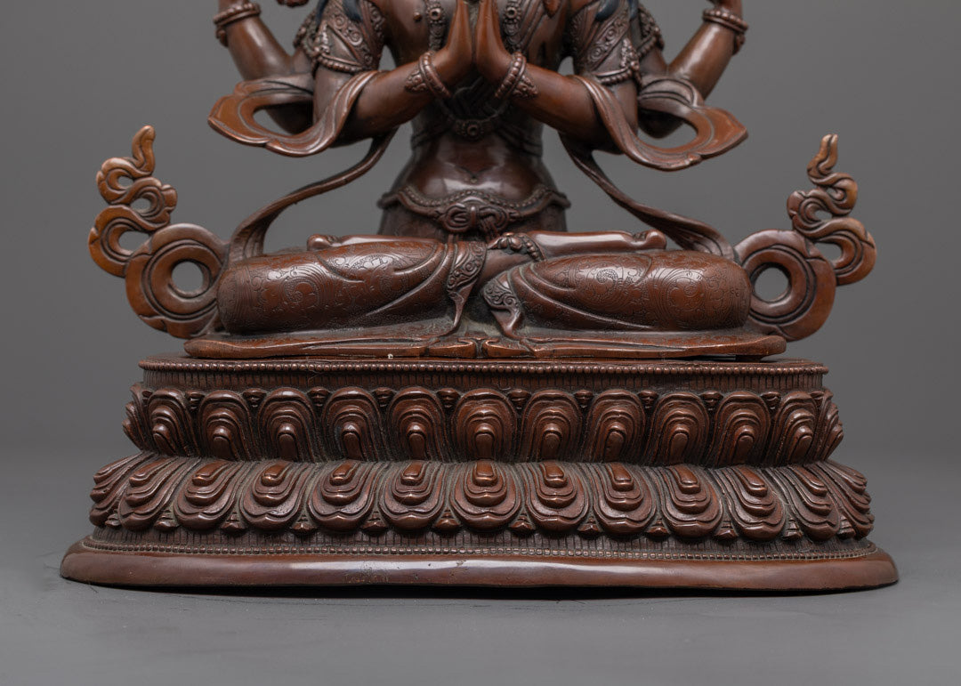 Beautiful Chenrezig Bodhisattva Statue | Oxidized Copper Finish