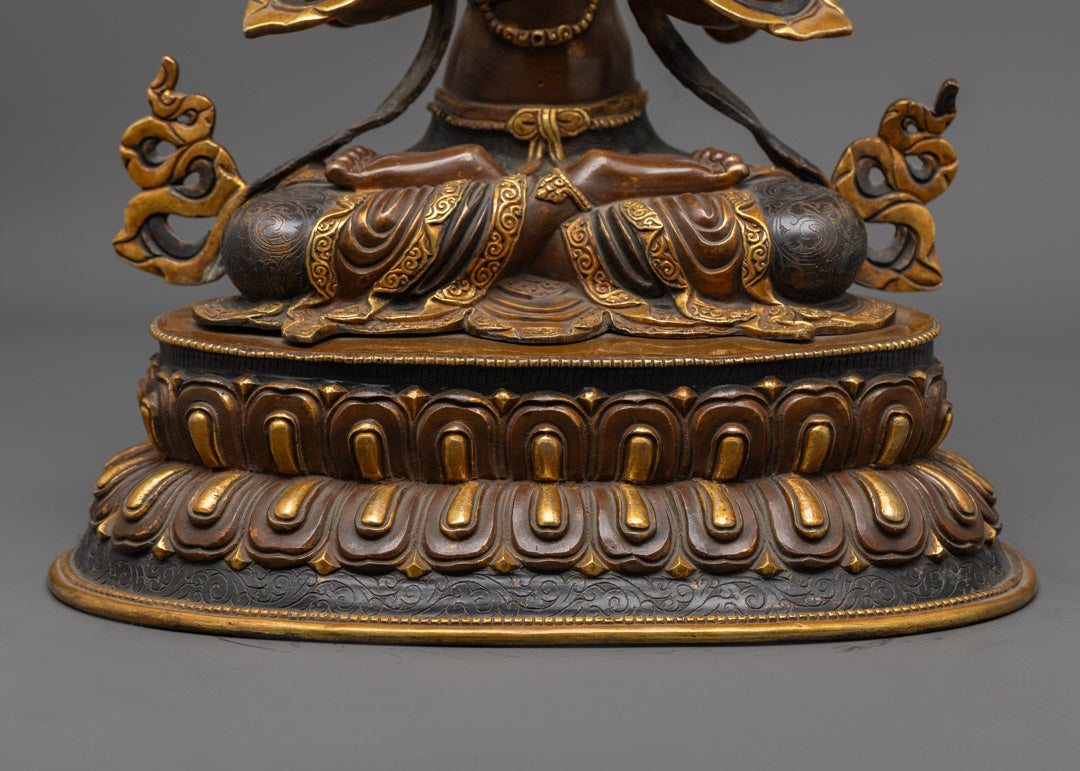 Authentic Oxidized Chenrezig Statue | Himalayan Buddhist Art