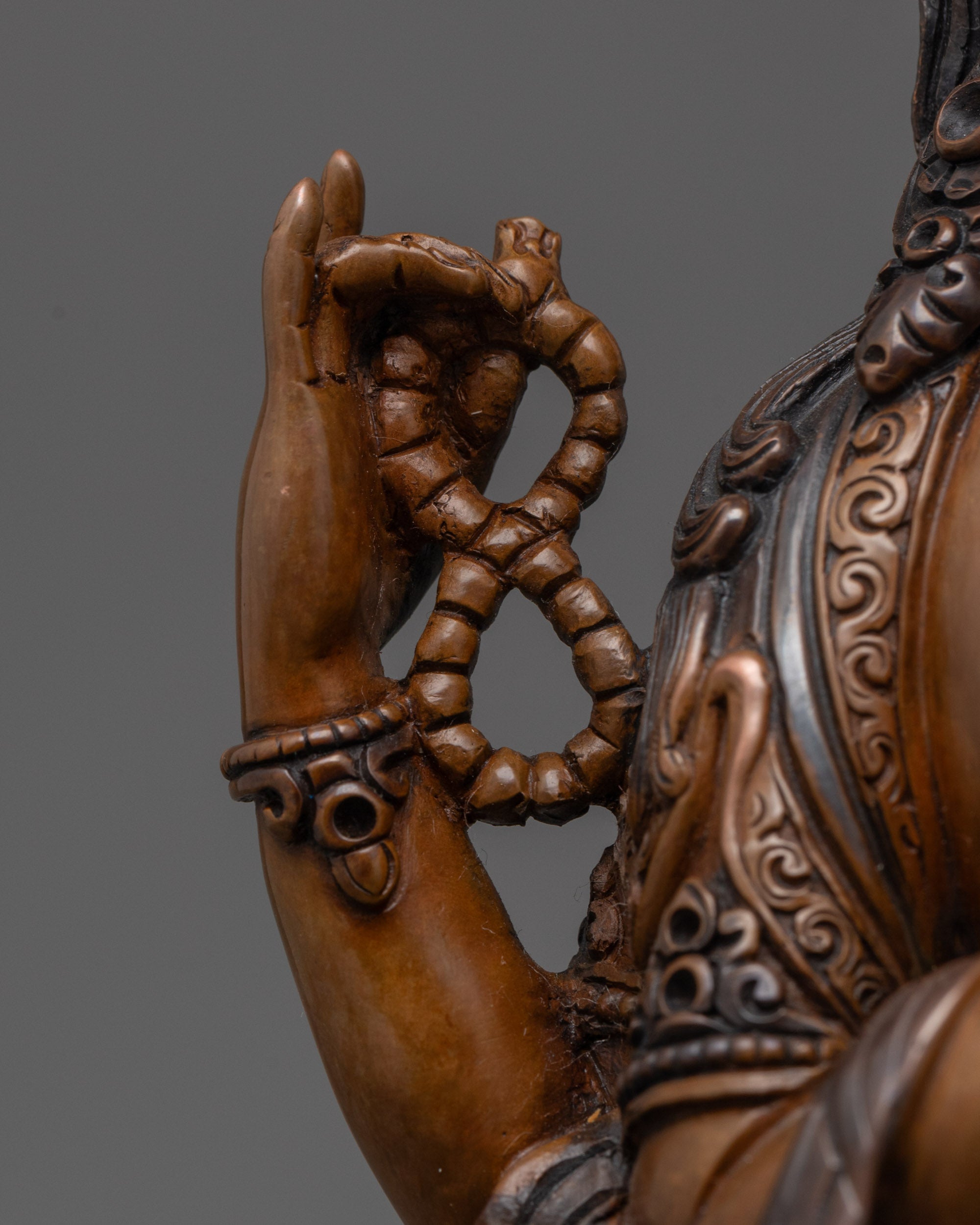 Buddhist Oxidized Lokeshvara Statue | Spiritual Decor